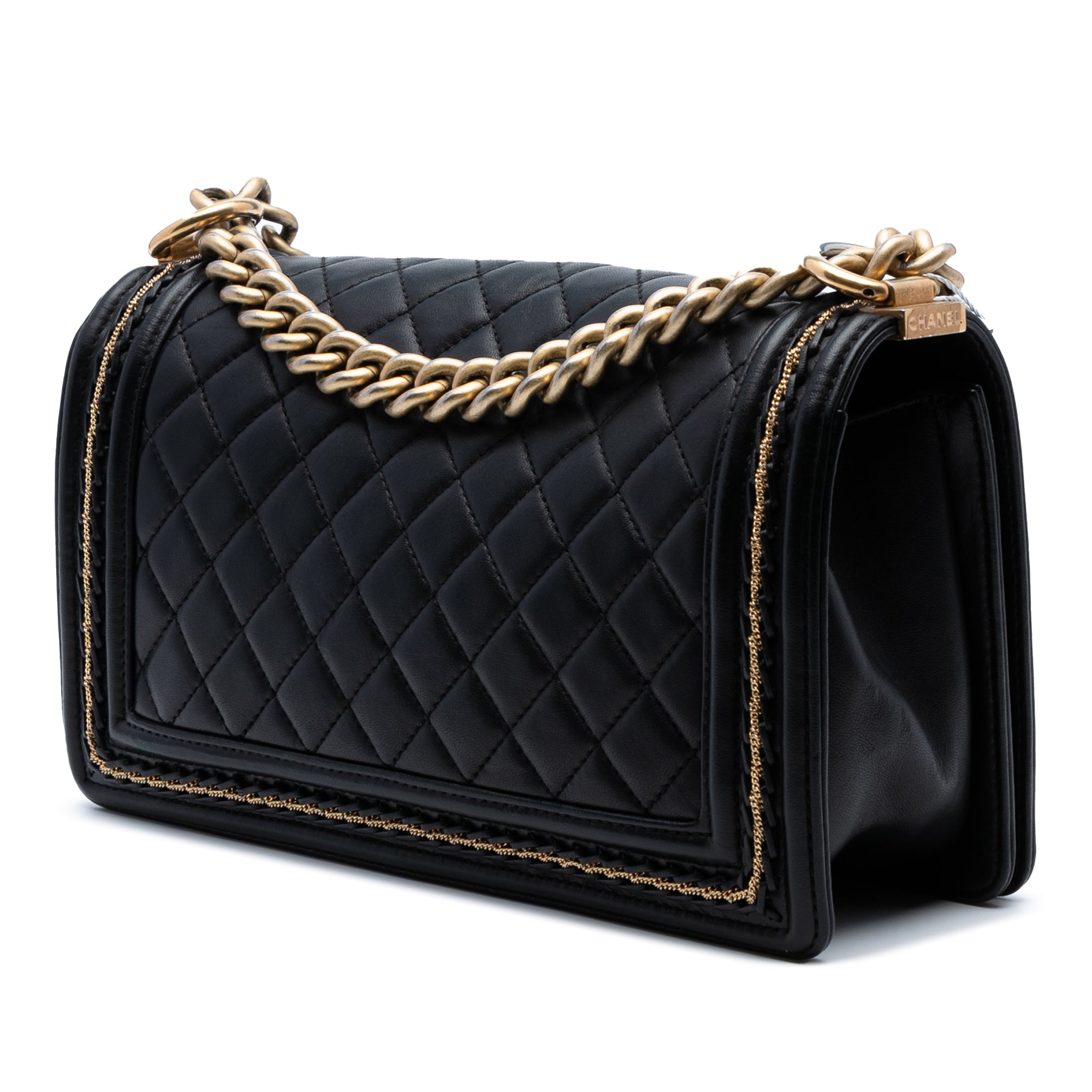 Chanel Old Medium Quilted Lambskin Chain Boy Flap - image 2