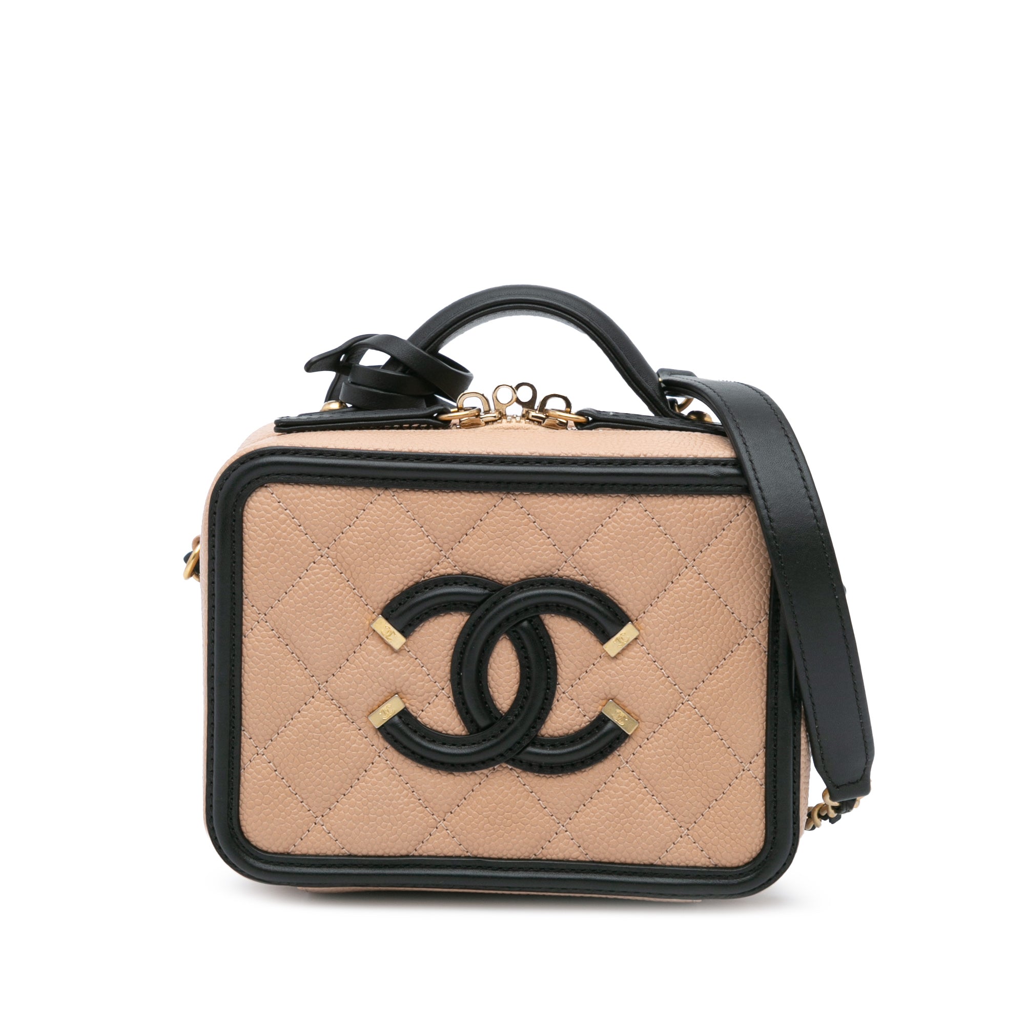 Chanel Small Bicolor Caviar CC Filigree Vanity Case - image 1