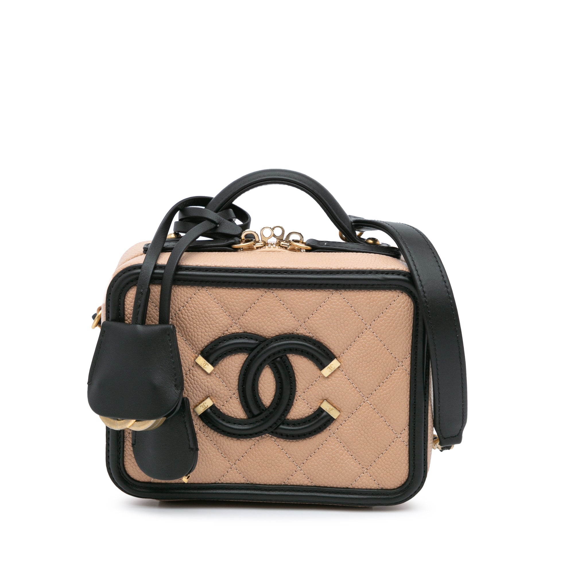 Chanel Small Bicolor Caviar CC Filigree Vanity Case - image 12