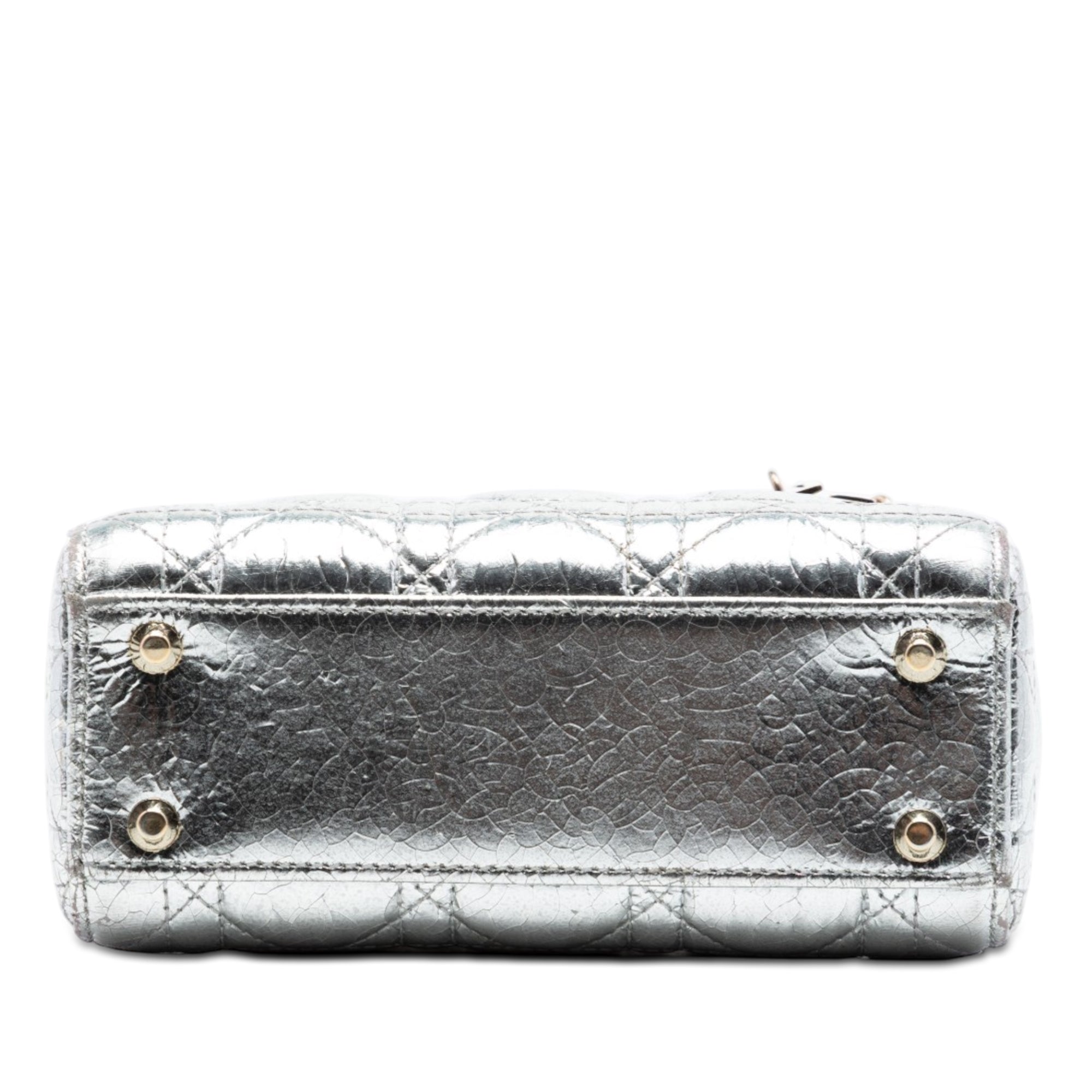 Dior Mini Metallic Crinkled Calfskin Cannage Lady Dior - image 3