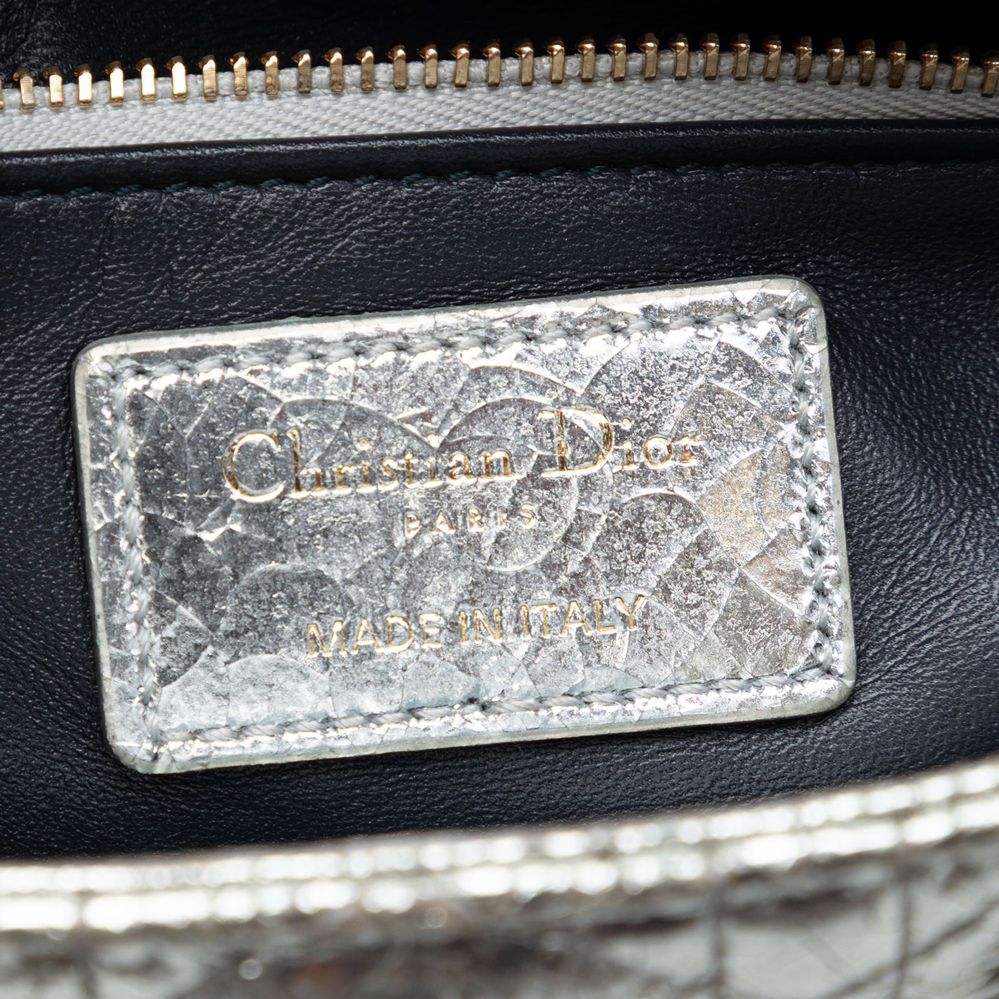 Dior Mini Metallic Crinkled Calfskin Cannage Lady Dior - image 5