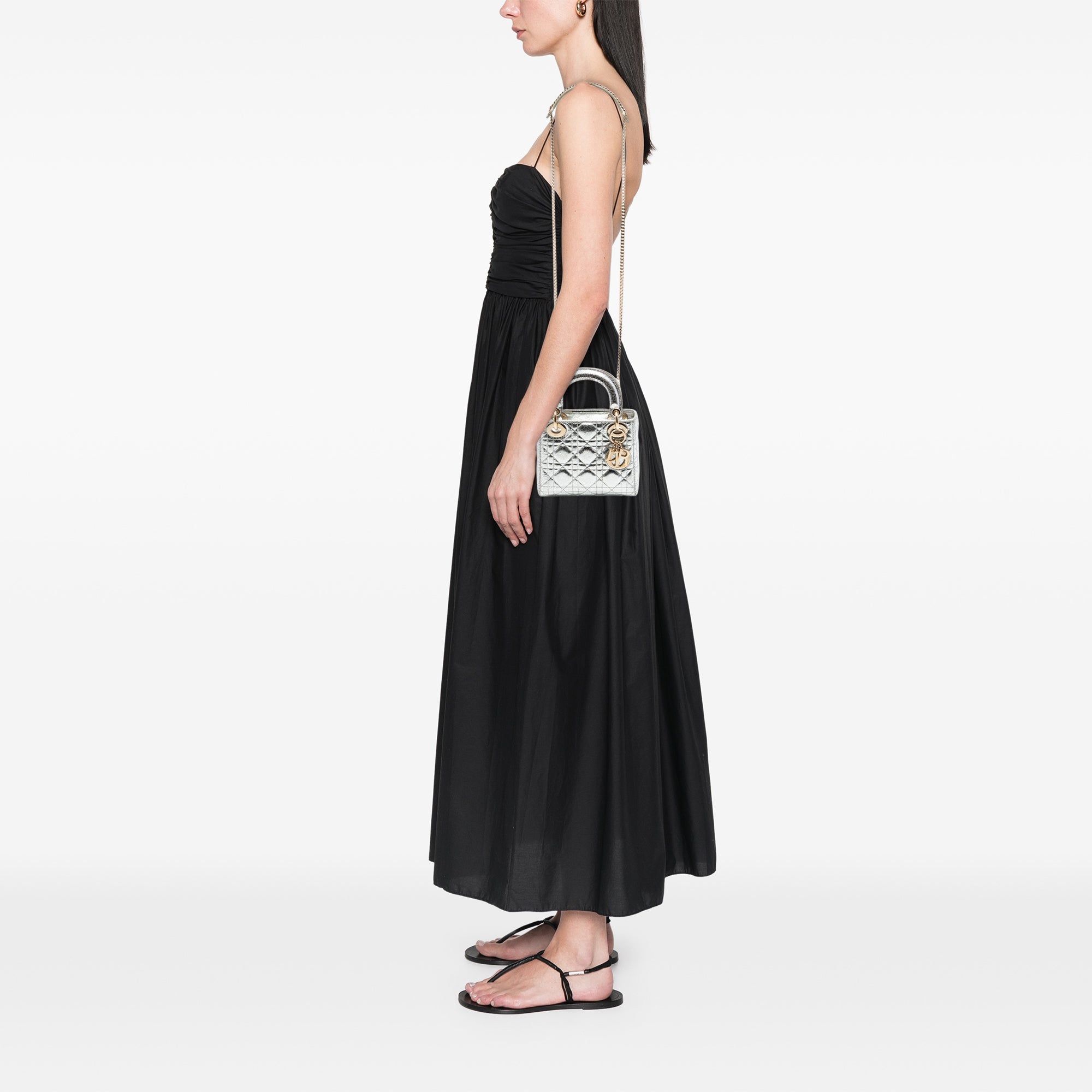 Dior Mini Metallic Crinkled Calfskin Cannage Lady Dior - image 6