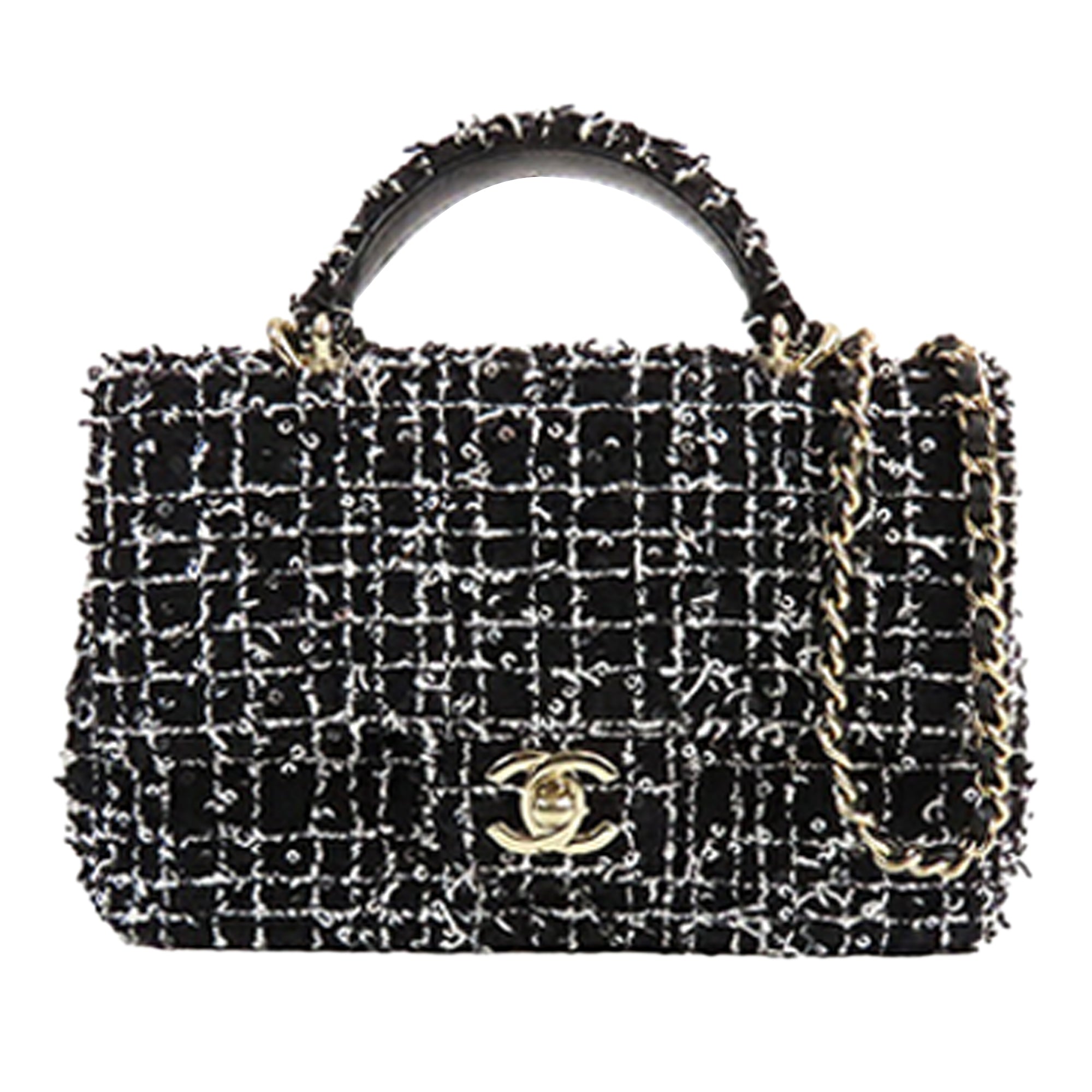 Chanel Mini Rectangular Tweed and Sequin Top Handle Flap - image 1