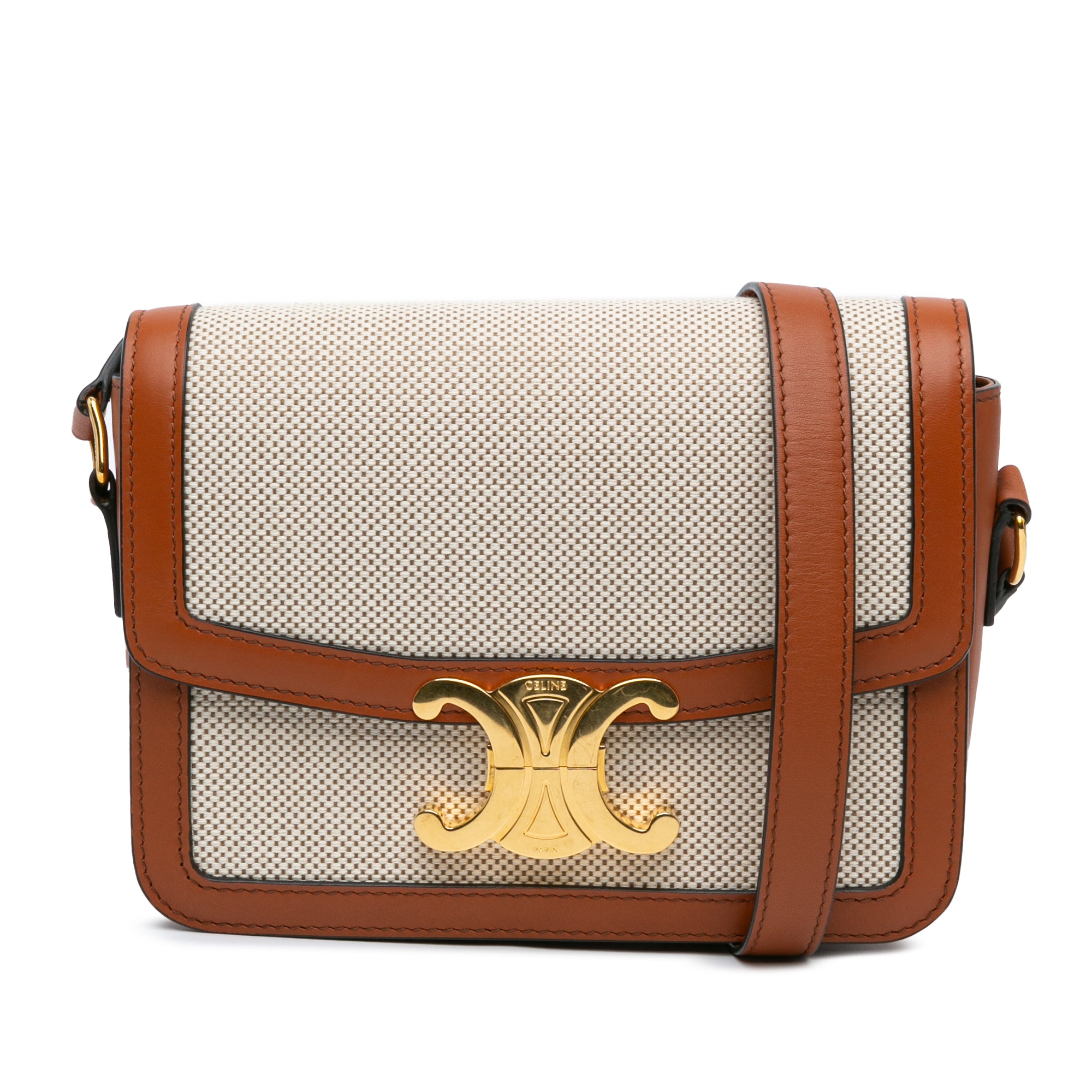 Celine Teen Canvas and Calfskin Triomphe Crossbody - image 1