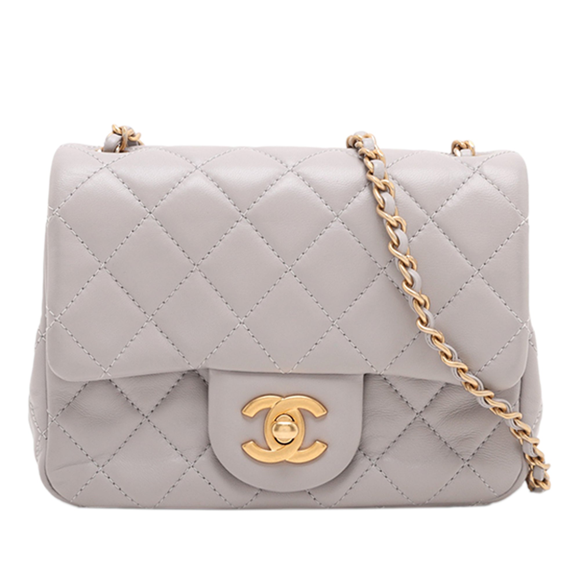 Chanel Mini Square Classic Lambskin Pearl Crush Single Flap - image 1