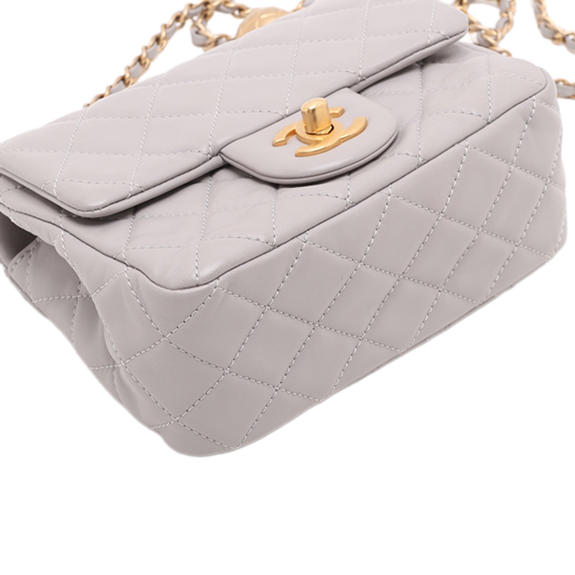Chanel Mini Square Classic Lambskin Pearl Crush Single Flap - image 3