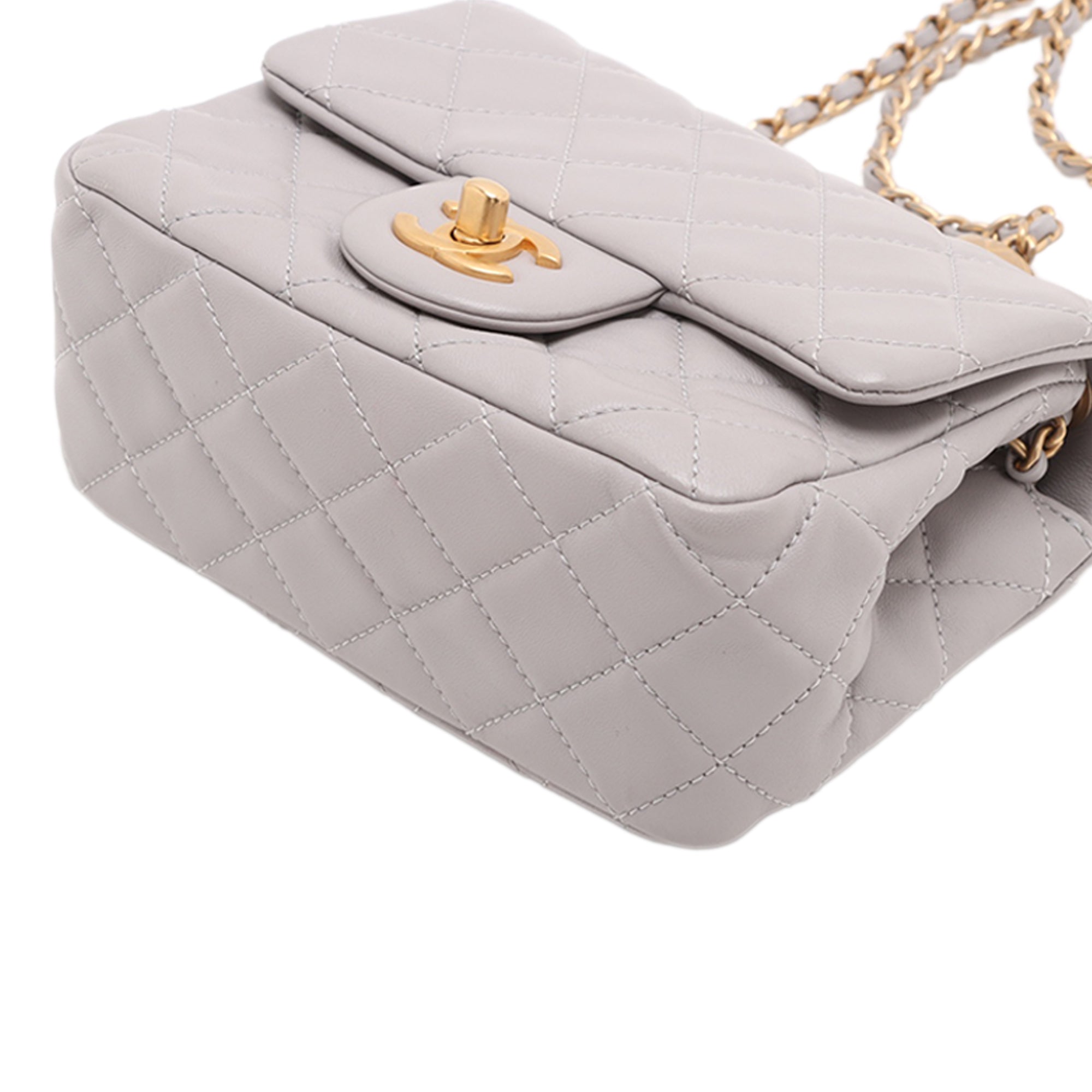 Chanel Mini Square Classic Lambskin Pearl Crush Single Flap - image 4