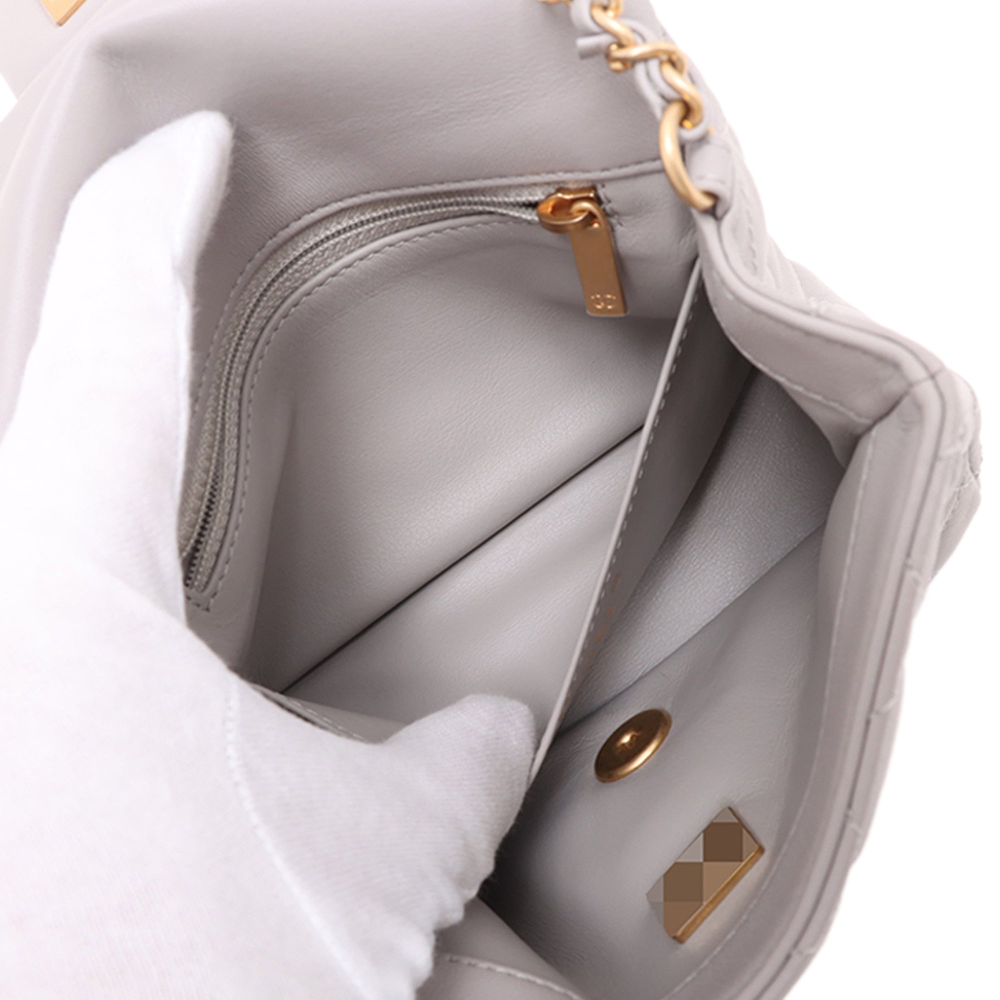 Chanel Mini Square Classic Lambskin Pearl Crush Single Flap - image 6