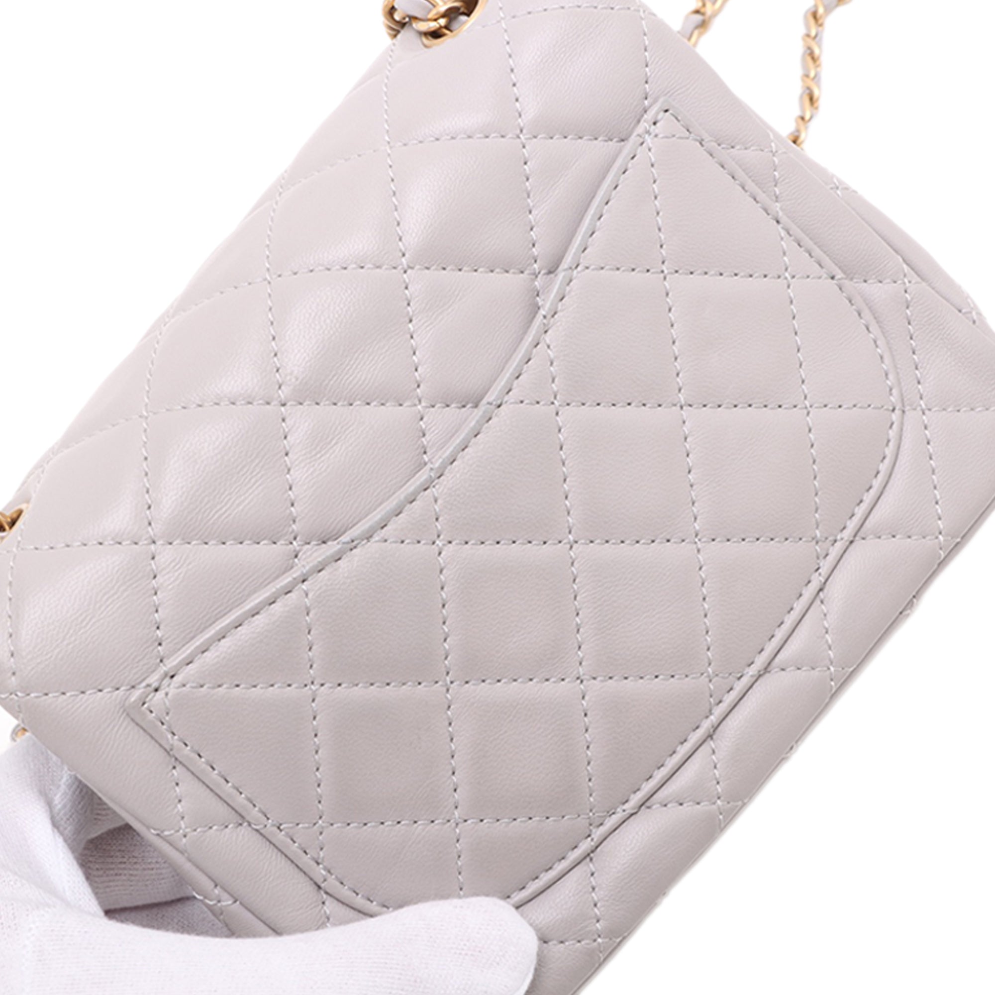 Chanel Mini Square Classic Lambskin Pearl Crush Single Flap - image 8