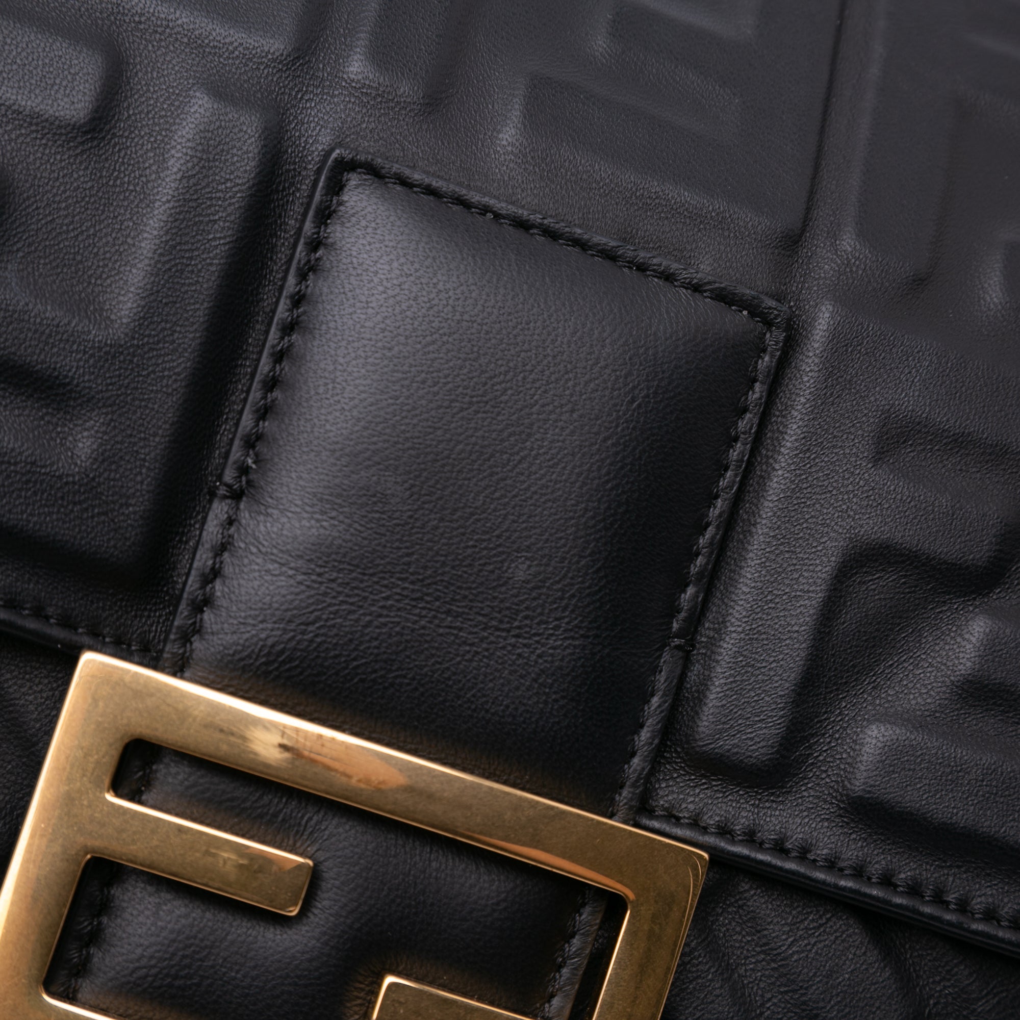 Fendi Large Zucca Embossed Leather Baguette Satchel - image 7