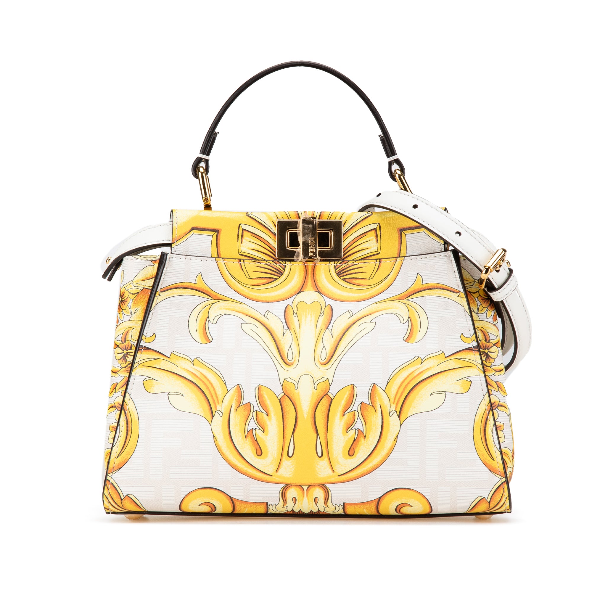 Fendi Versace Fendace Mini Zucca Leather Baroque Print Peekaboo Satchel - image 1