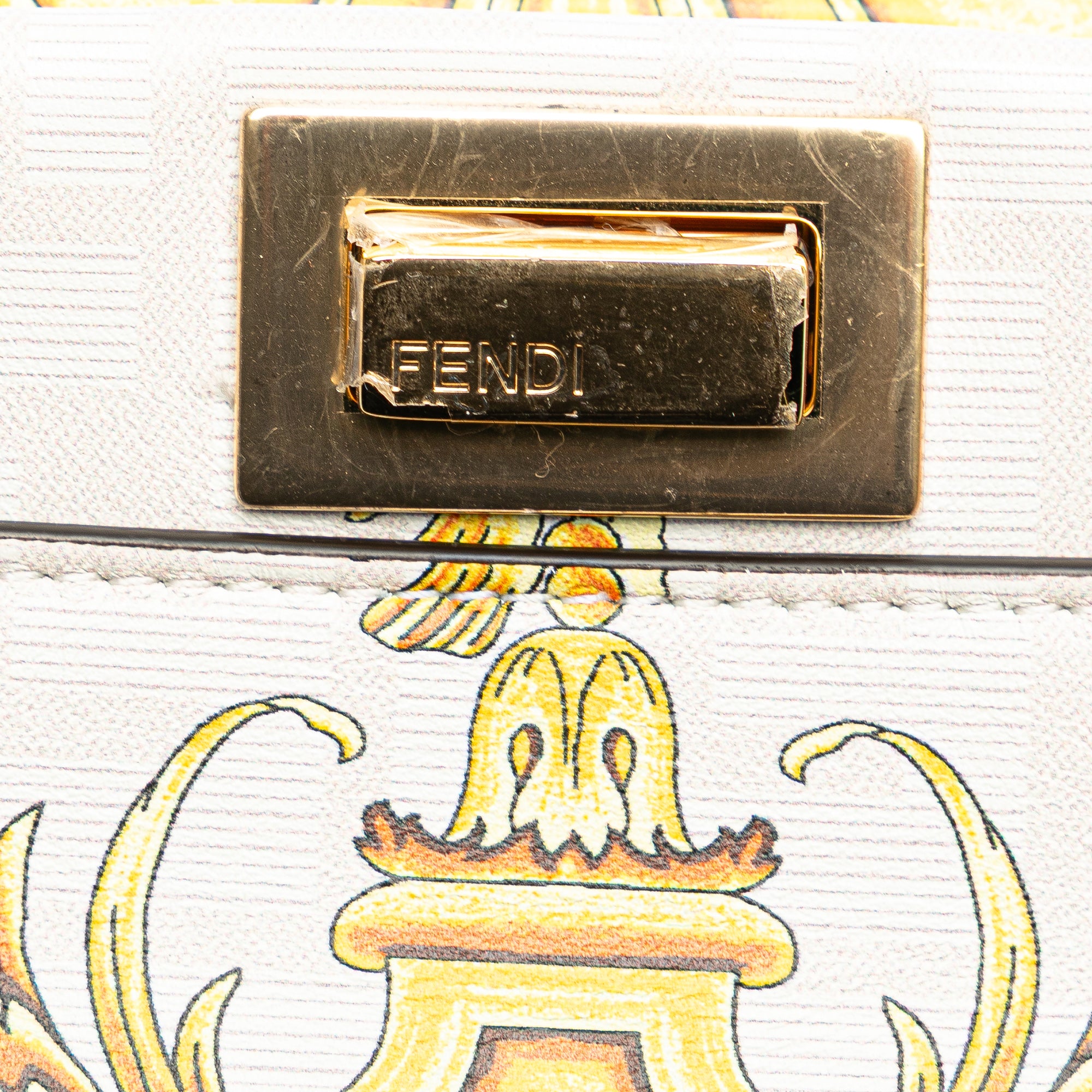 Fendi Versace Fendace Mini Zucca Leather Baroque Print Peekaboo Satchel - image 10