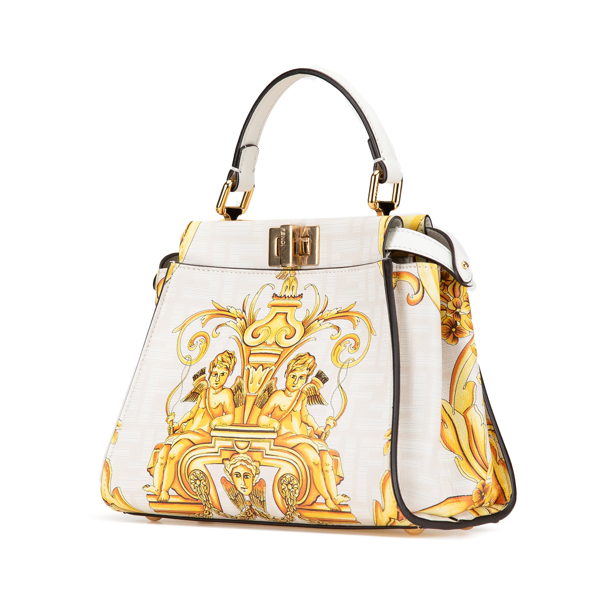 Fendi Versace Fendace Mini Zucca Leather Baroque Print Peekaboo Satchel - image 2