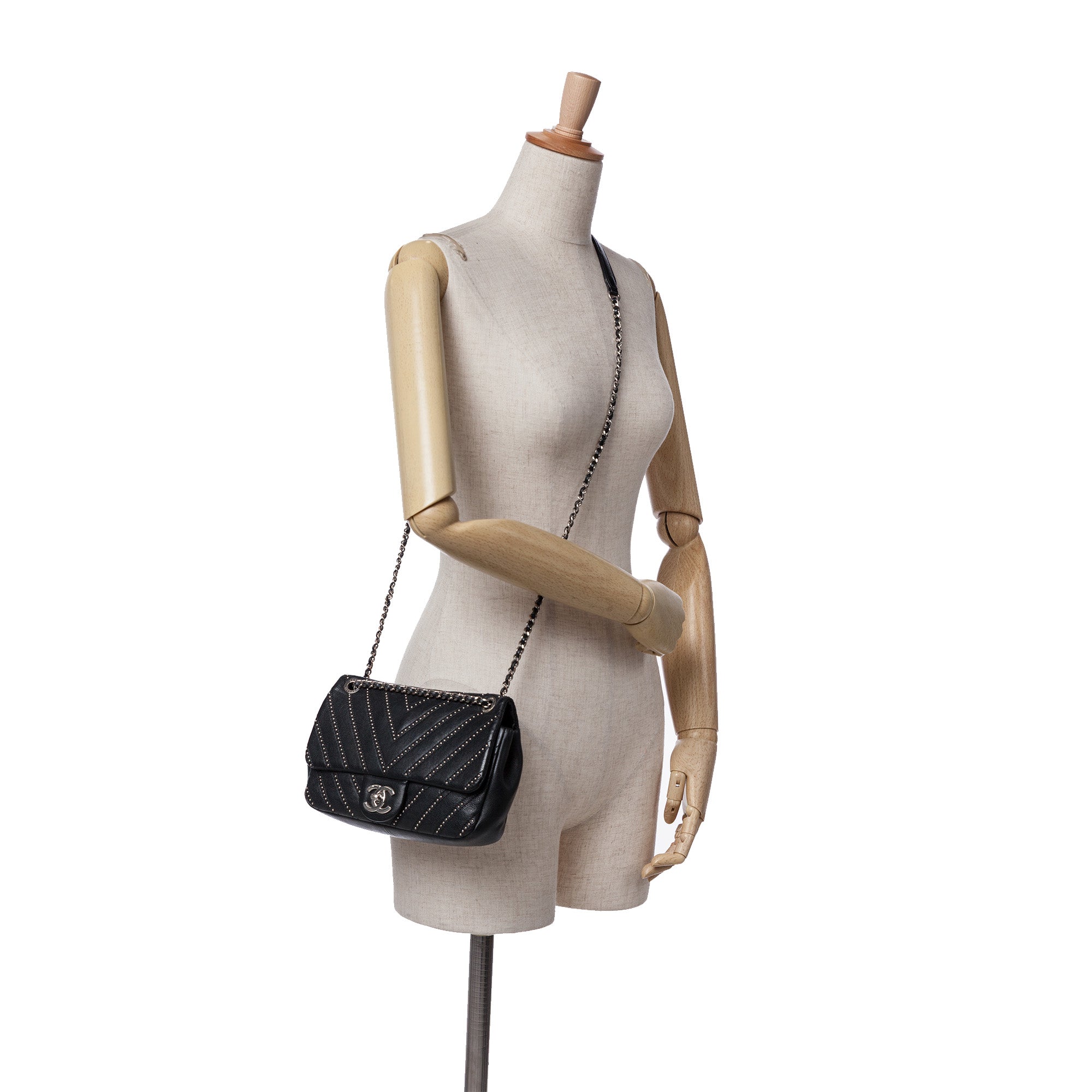 Chanel Small Chevron Calfskin Stud Wars Flap - image 11