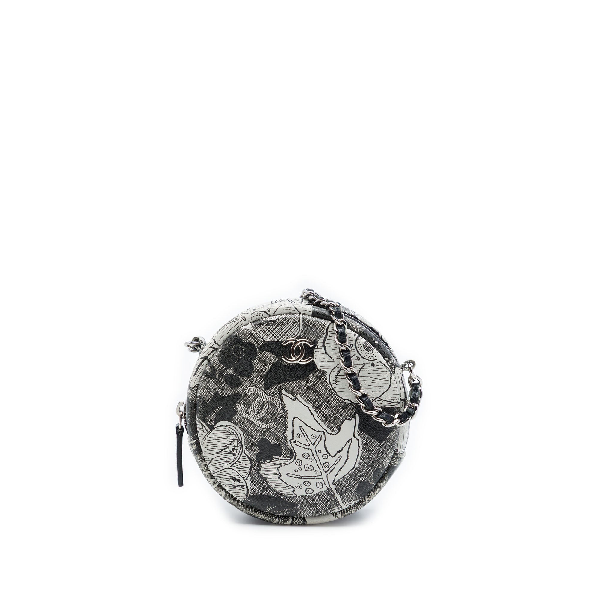 Chanel CC Calfskin Floral Round Clutch with Chain - image 1