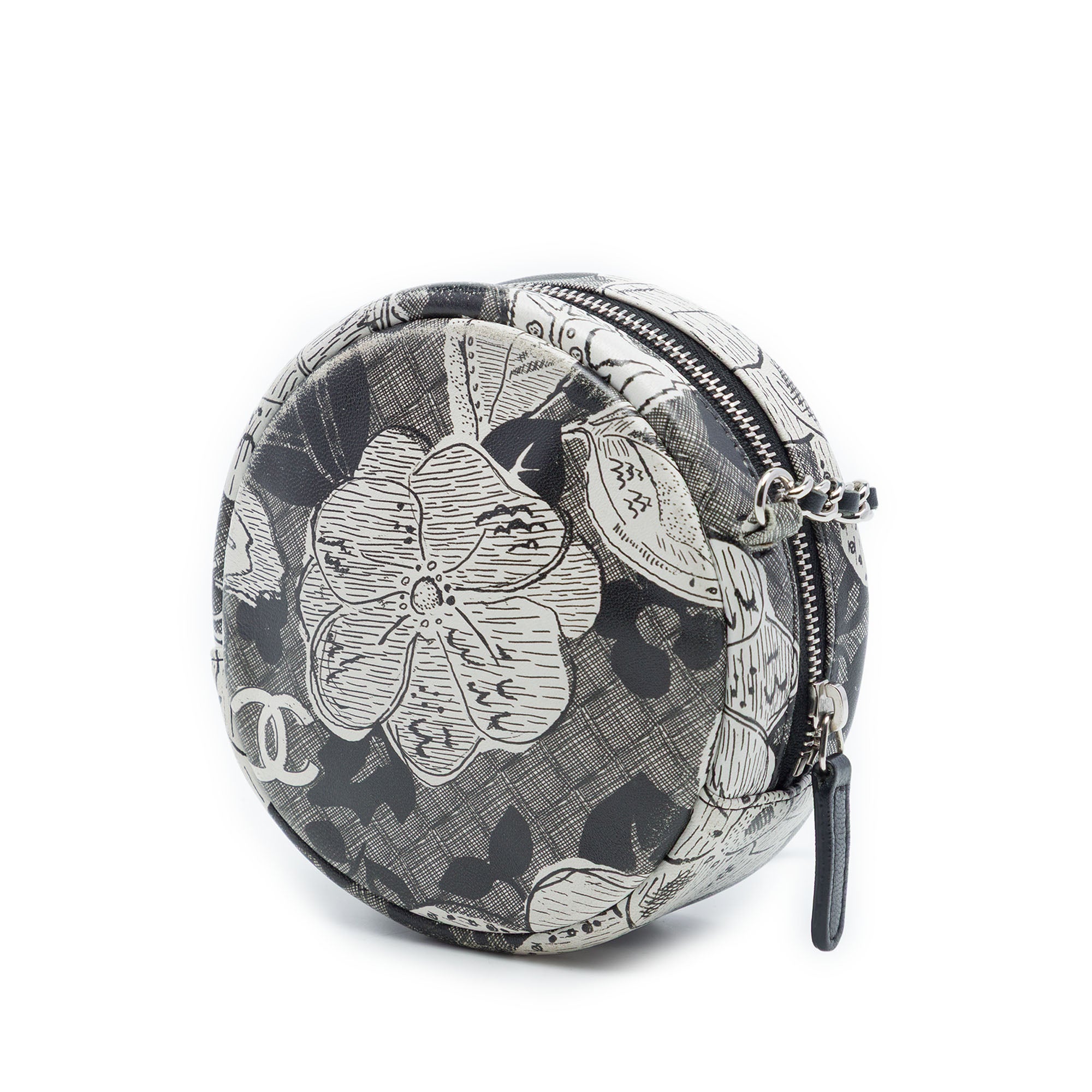 Chanel CC Calfskin Floral Round Clutch with Chain - image 2