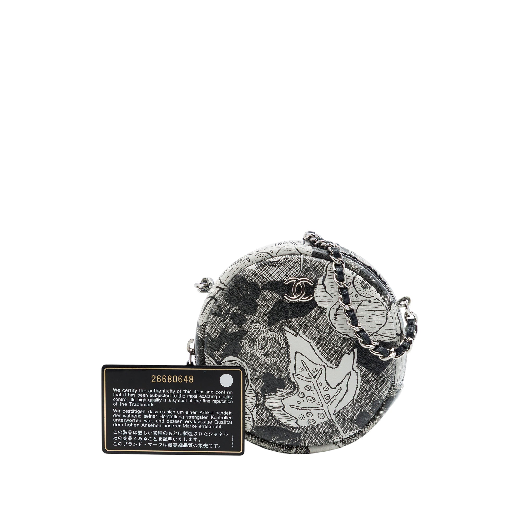 Chanel CC Calfskin Floral Round Clutch with Chain - image 7