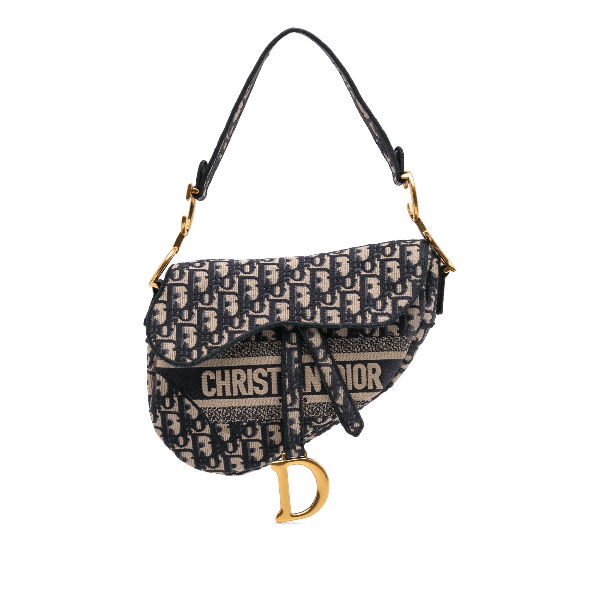 Dior Oblique Embroidered Canvas Saddle Bag - image 1