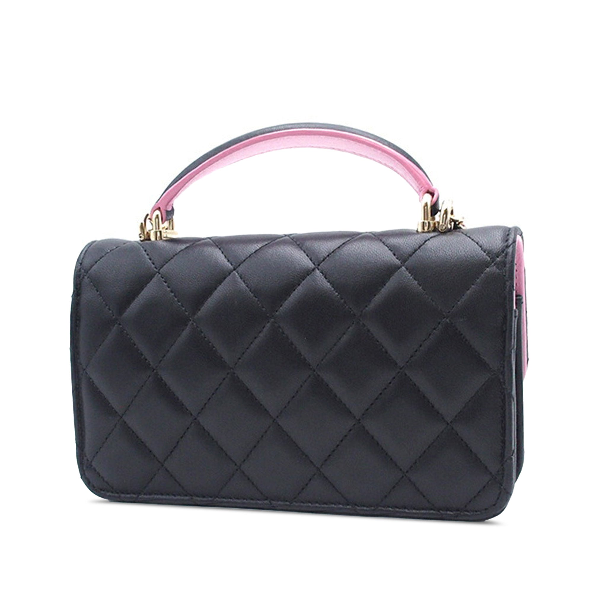 Chanel Bicolor Quilted Lambskin Top Handle Phone Holder with Chain - image 2