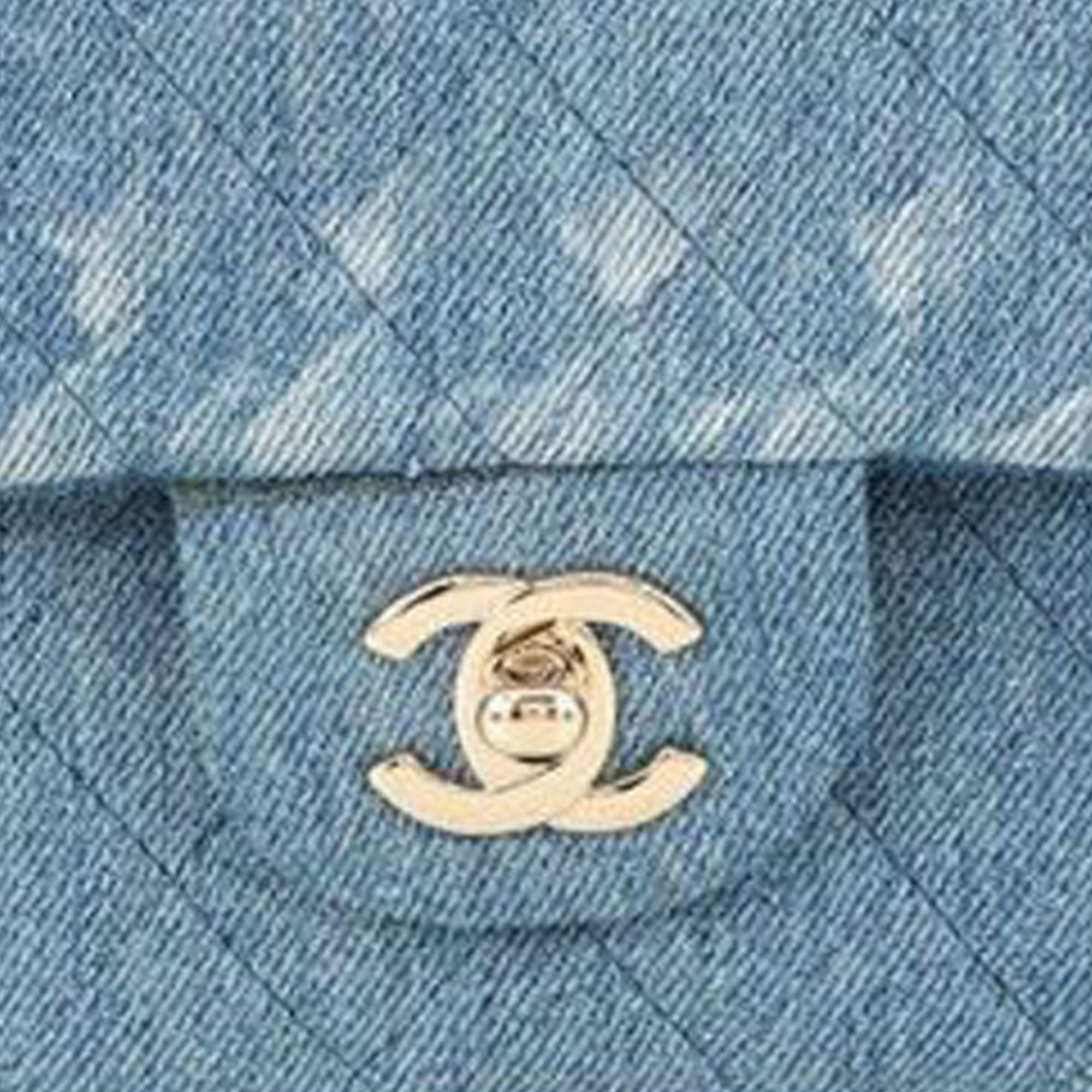 Chanel Medium Classic Washed Denim Double Flap - image 9