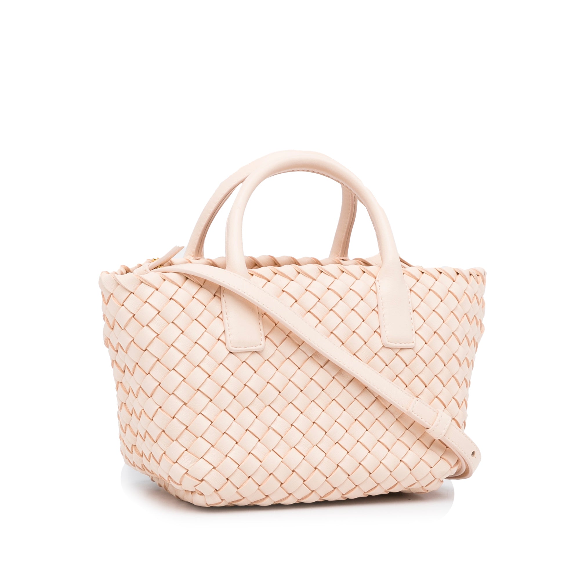 Bottega Veneta Mini Lambskin Intreccio Cabat Tote - image 2