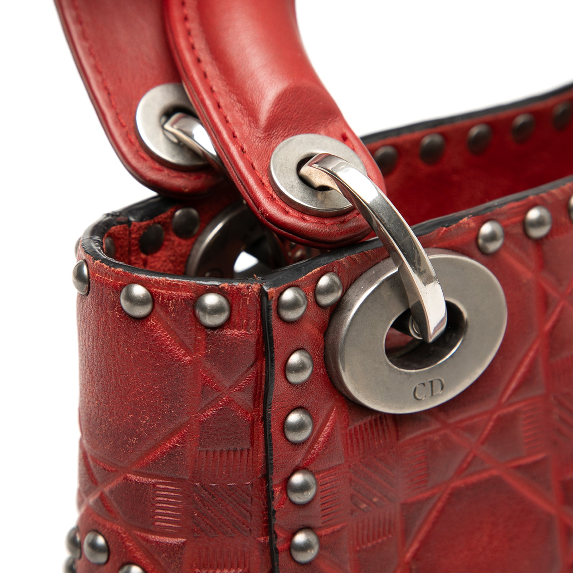 Dior Mini Embossed Calfskin Cannage Studded Flower Lady Dior - image 8