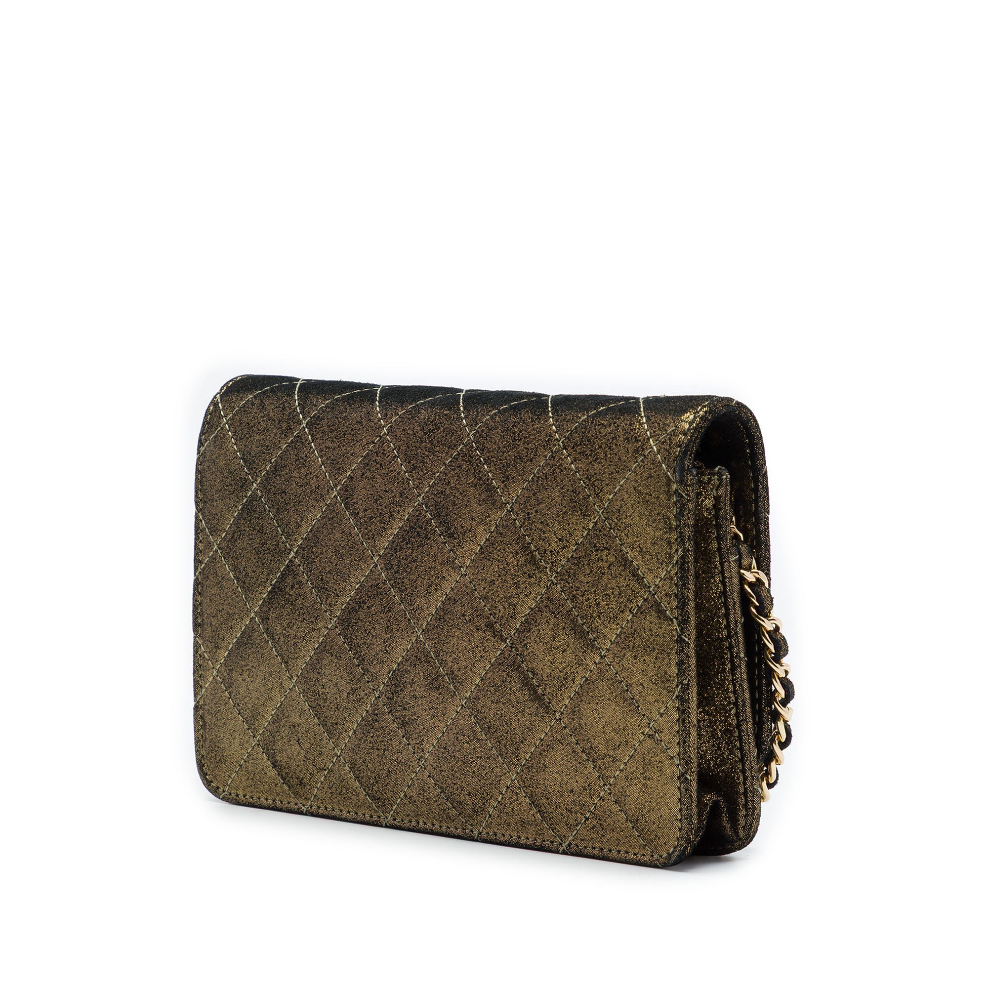 Chanel Quilted Iridescent Lambskin Tartan Button Wallet On Chain - image 2