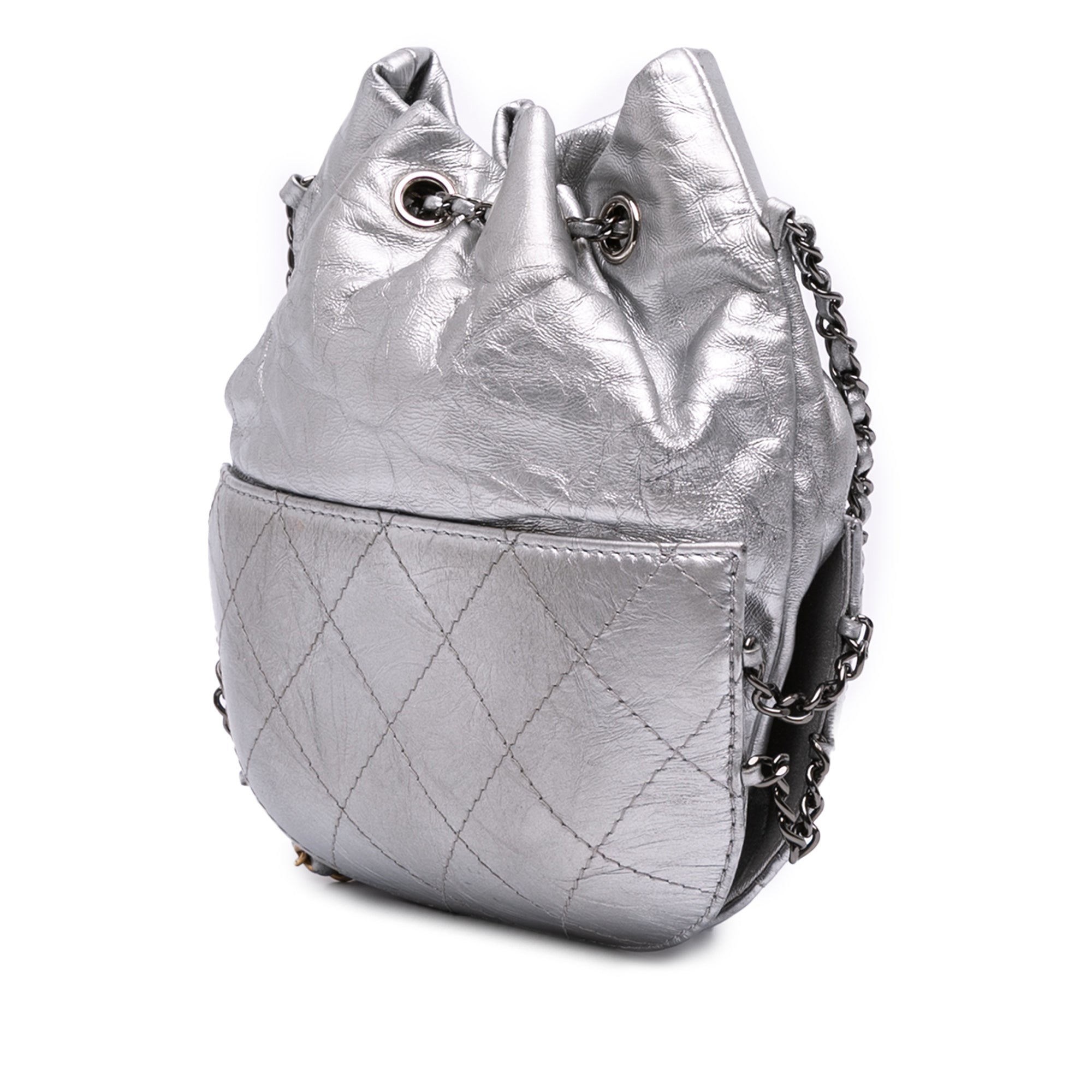 Chanel Small Quilted Metallic Aged Calfskin Gabrielle Bucket Bag - image 2