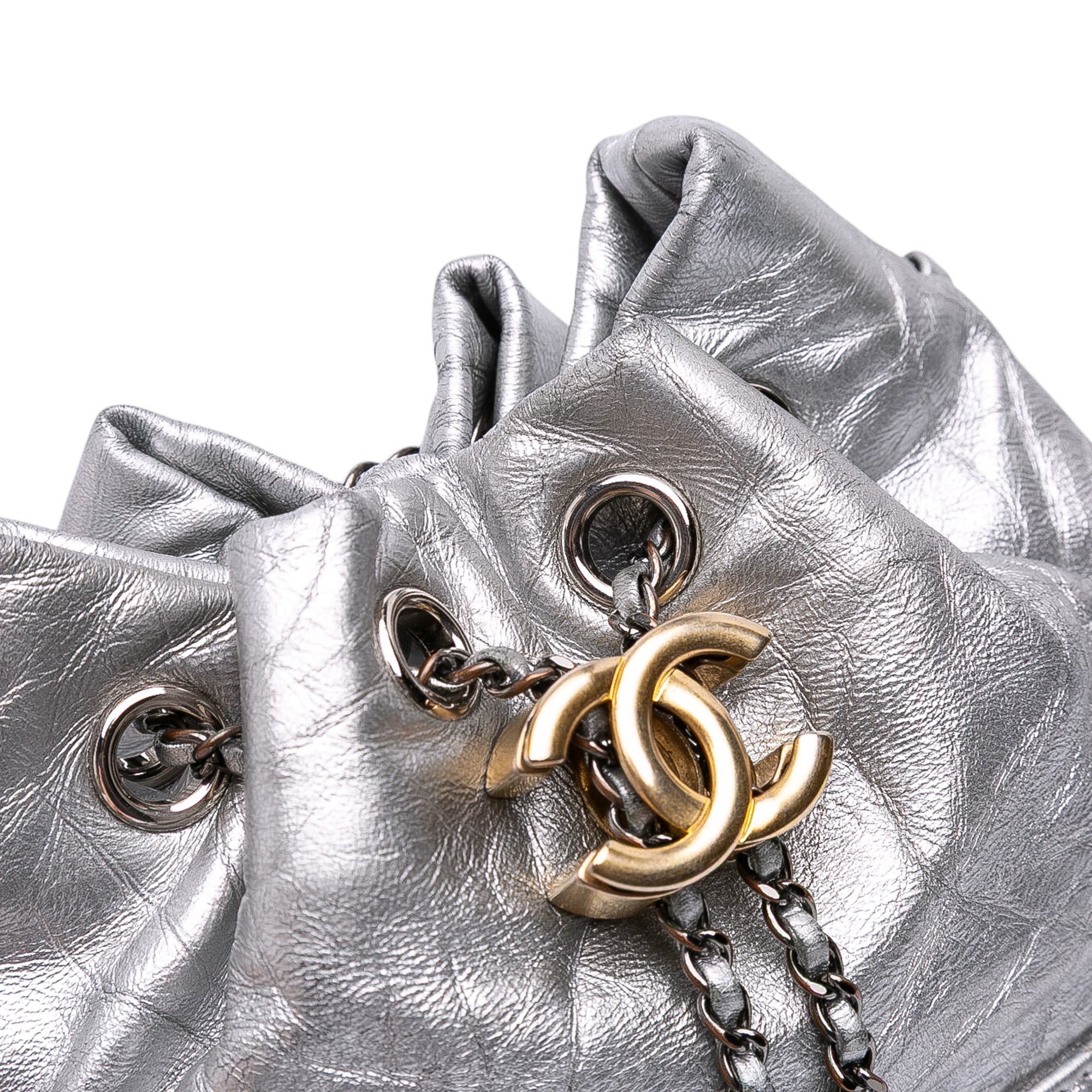 Chanel Small Quilted Metallic Aged Calfskin Gabrielle Bucket Bag - image 8