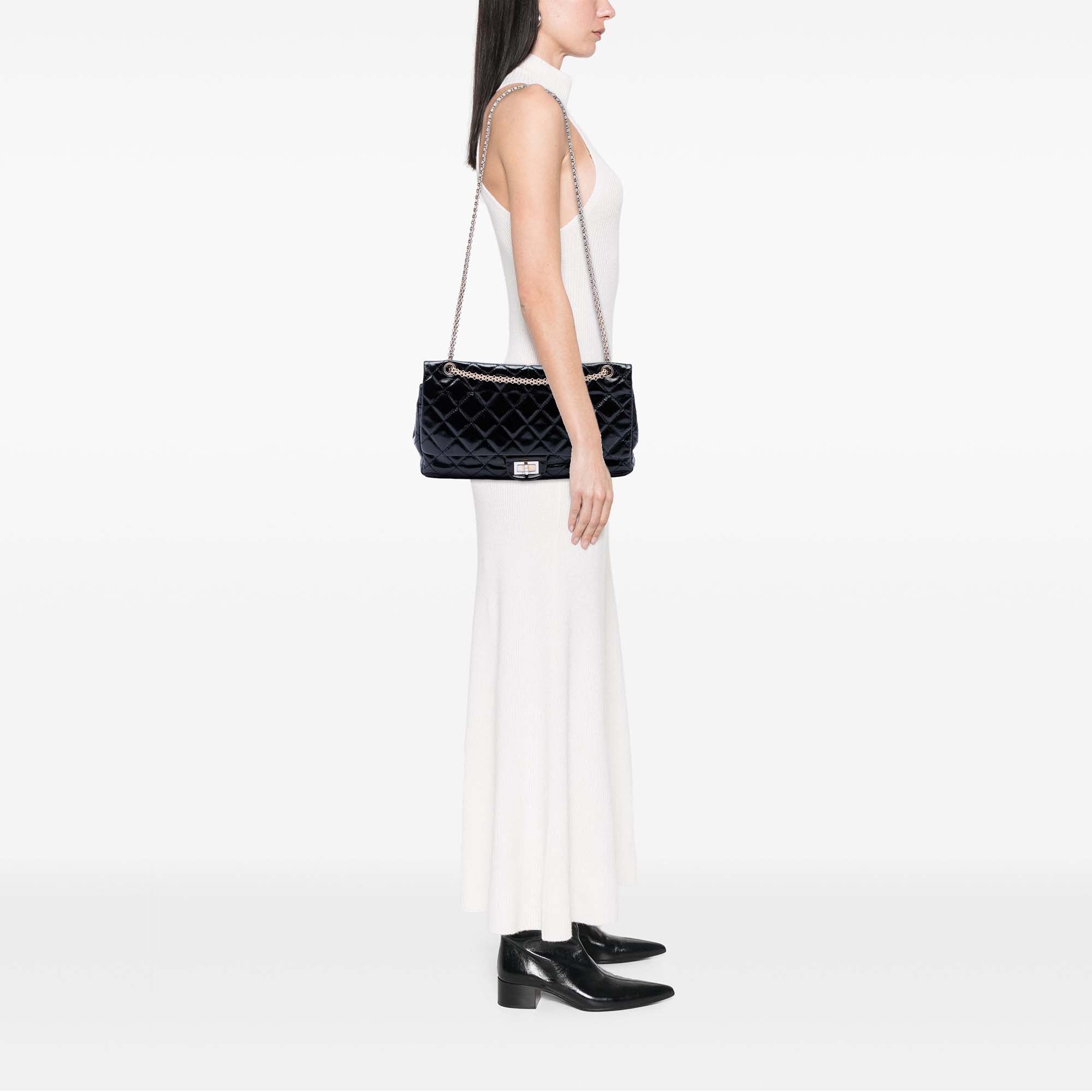 Chanel Quilted Crinkled Patent Reissue 2.55 Double Flap 227 - image 6