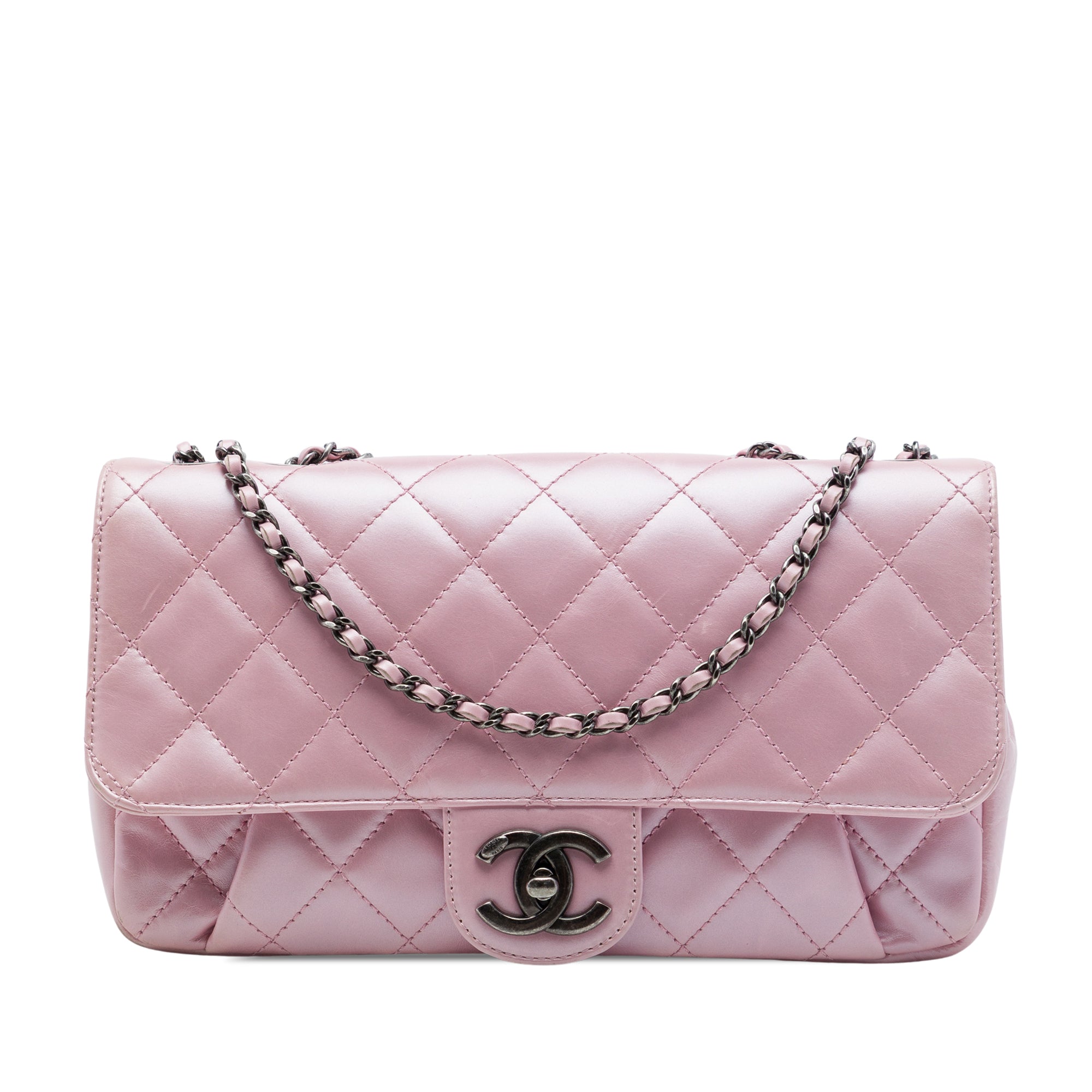 Chanel Medium Quilted Metallic Calfskin Coco Pleats Chain Flap - image 1