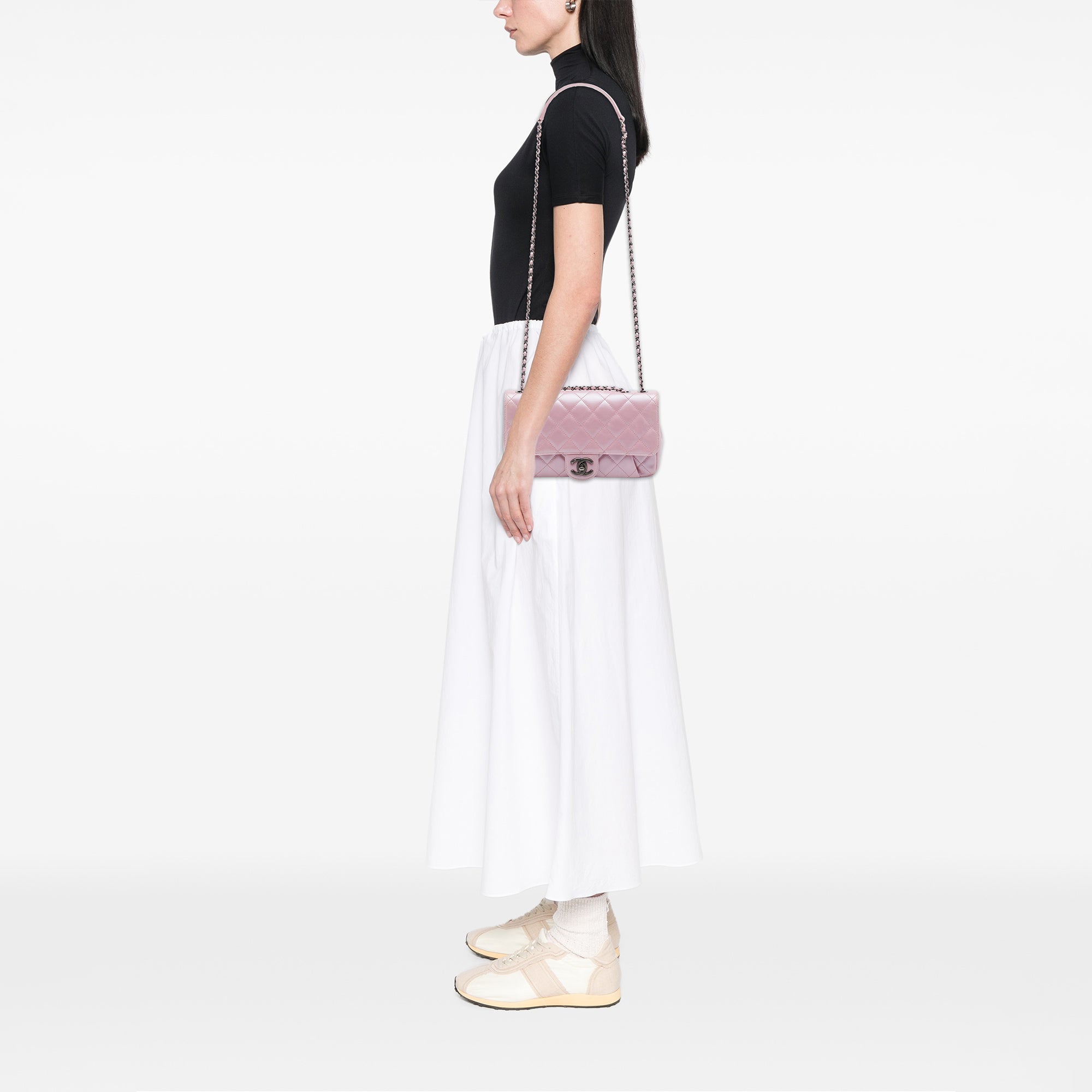 Chanel Medium Quilted Metallic Calfskin Coco Pleats Chain Flap - image 6
