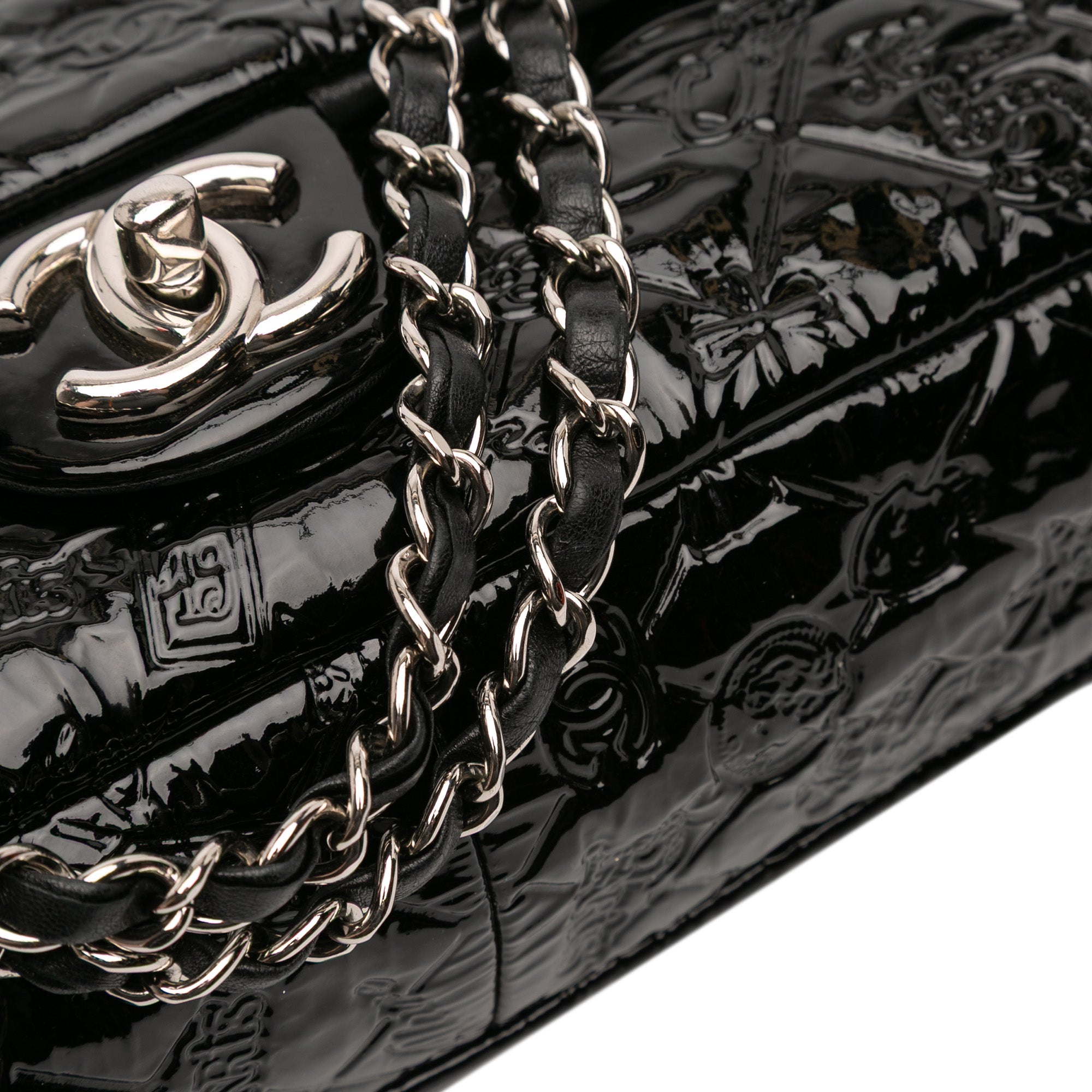 Chanel Jumbo Patent Embossed Lucky Symbols Flap - image 12