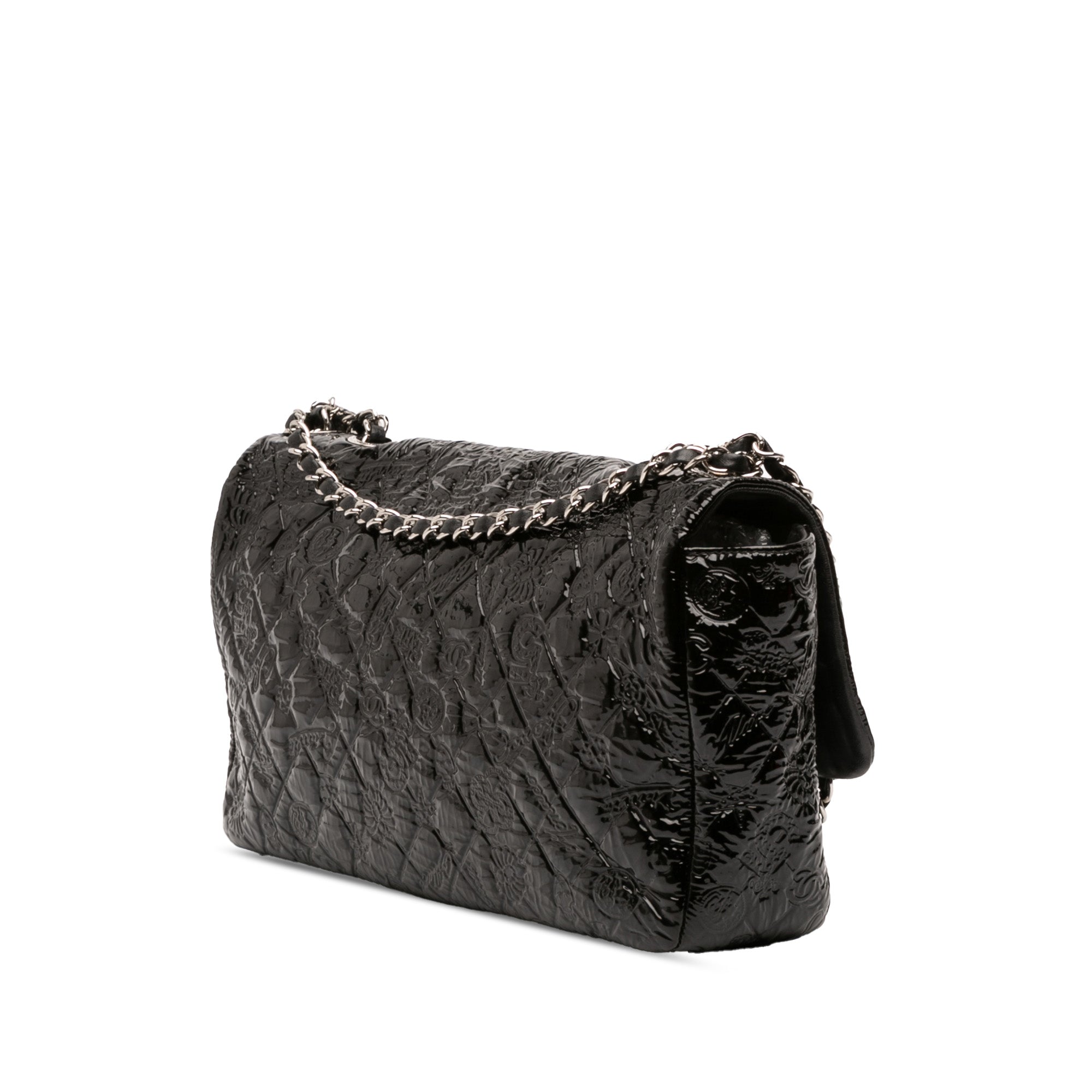 Chanel Jumbo Patent Embossed Lucky Symbols Flap - image 2