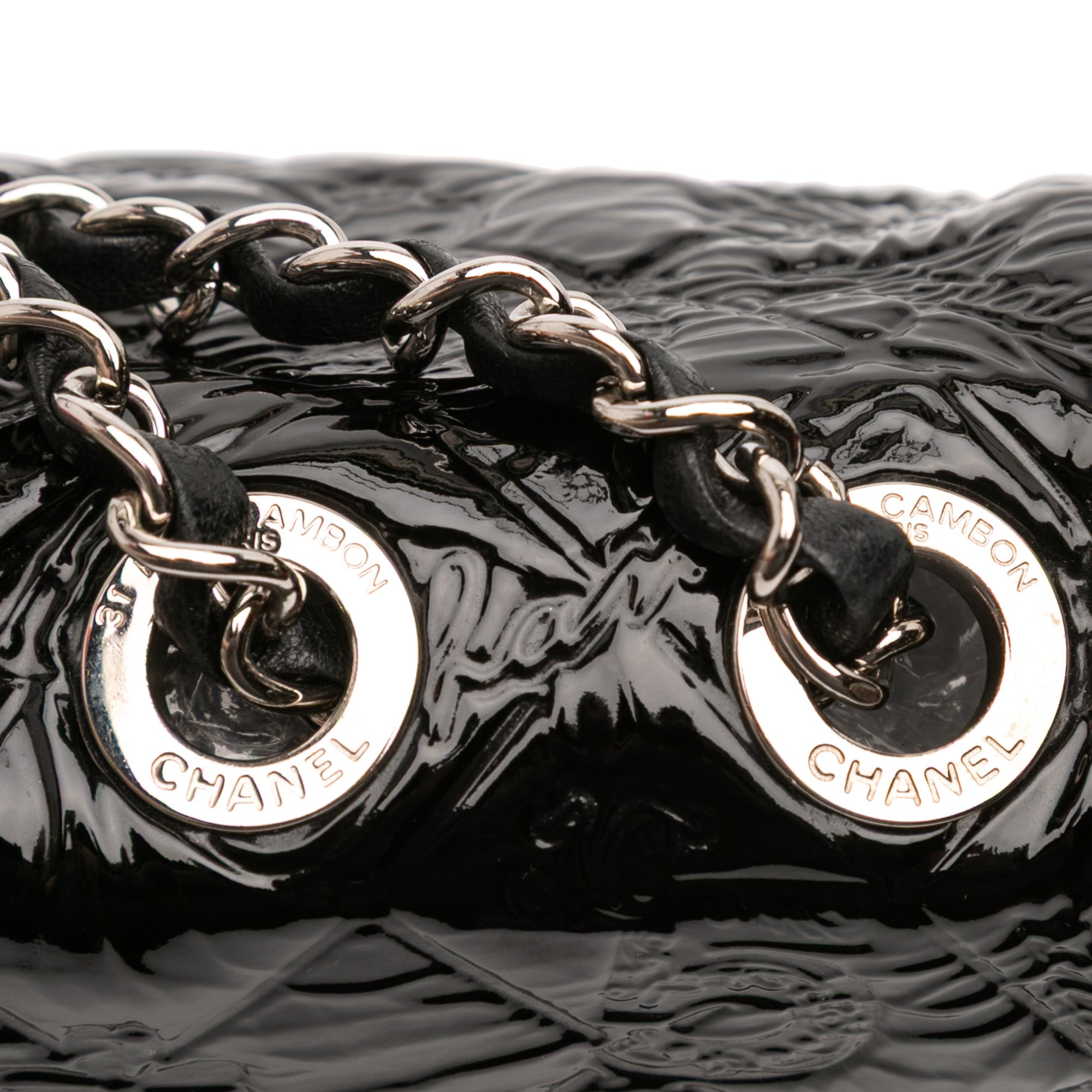 Chanel Jumbo Patent Embossed Lucky Symbols Flap - image 9