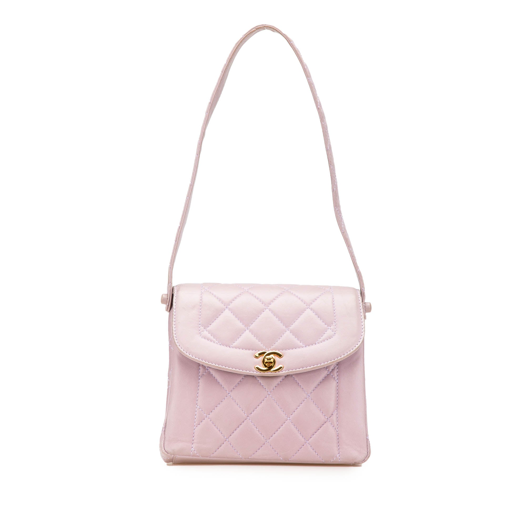 Chanel CC Quilted Lambskin Diana Flap Shoulder Bag - image 1