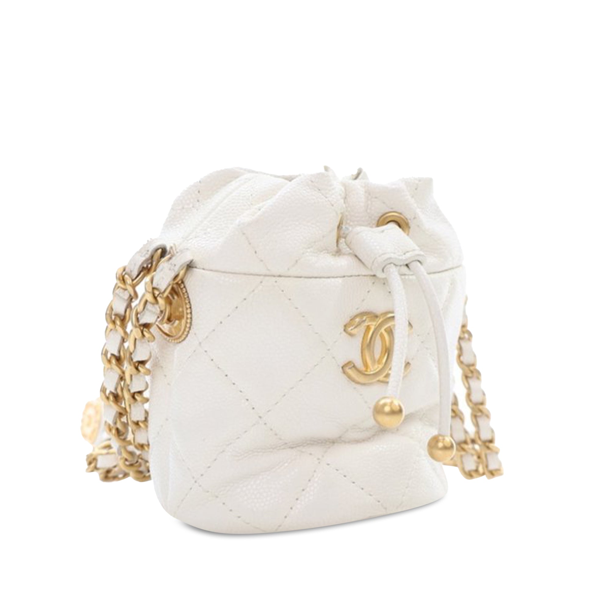 Chanel Mini Quilted Caviar Twist Your Buttons Drawstring Bucket Bag - image 2