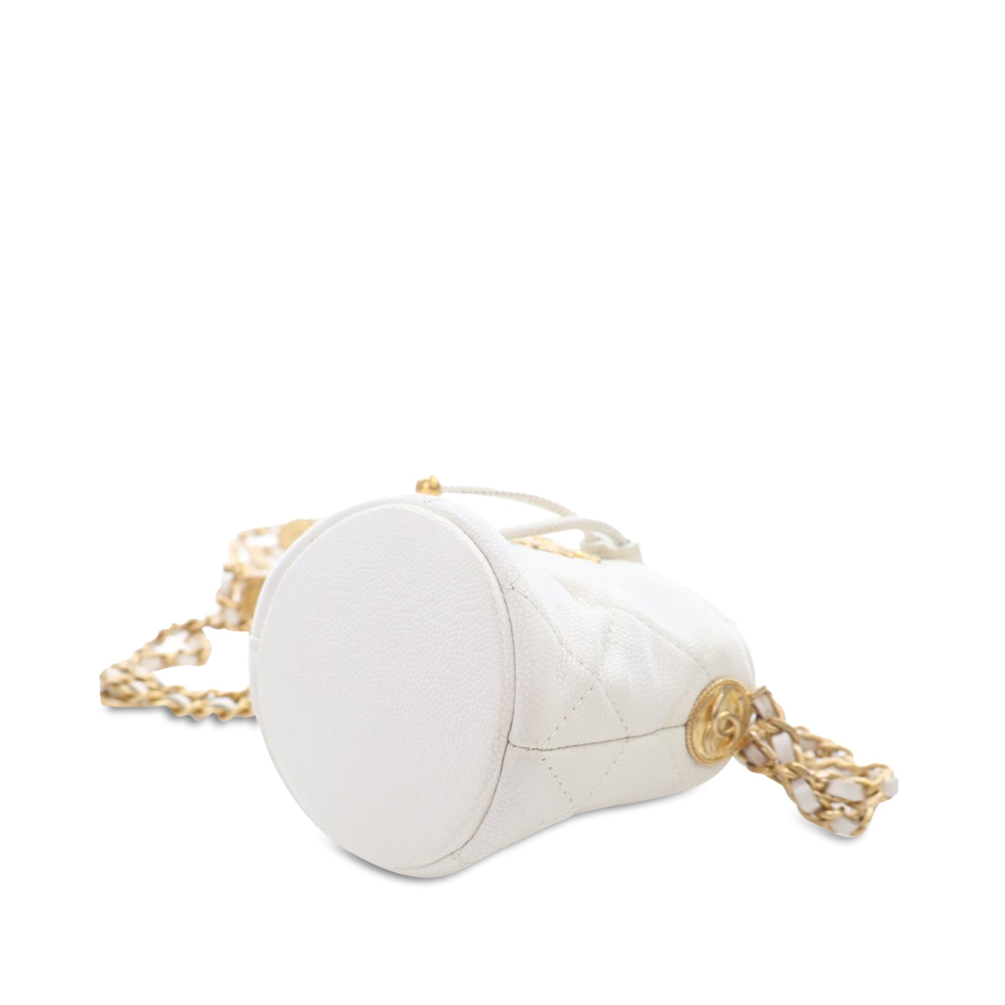Chanel Mini Quilted Caviar Twist Your Buttons Drawstring Bucket Bag - image 3