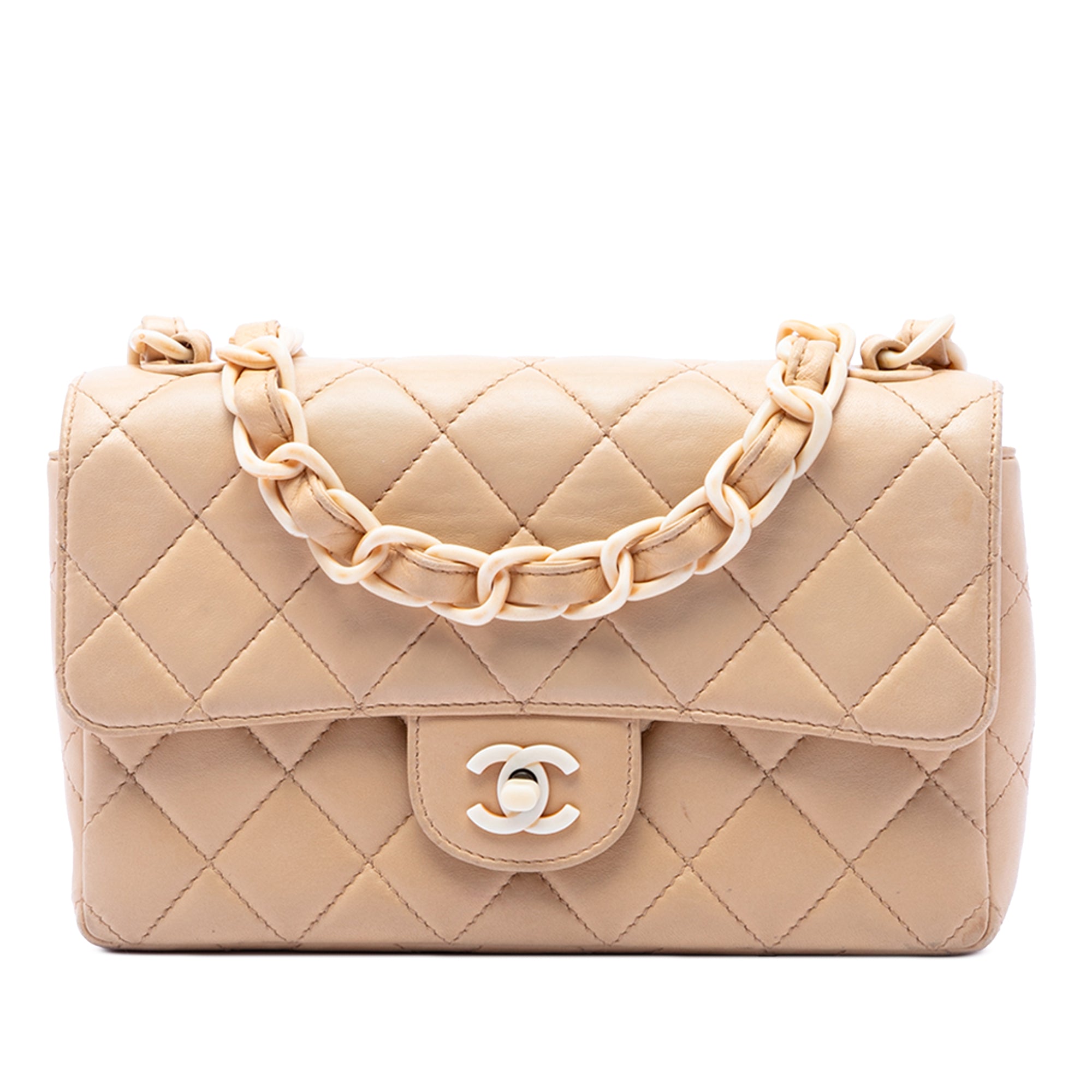Chanel CC Quilted Lambskin Resin Chain Single Flap - image 1