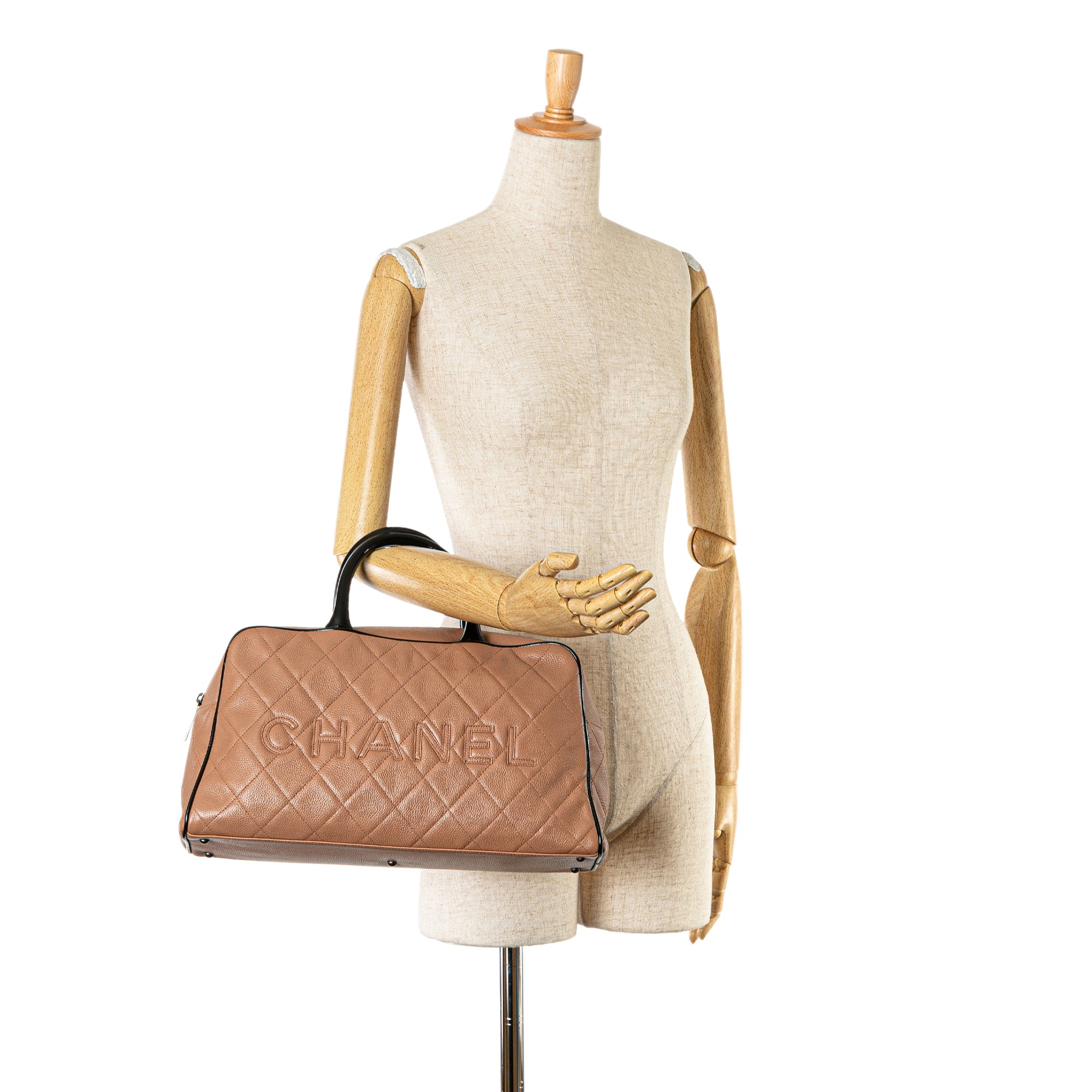 Chanel Large Quilted Grained Calfskin Bowler Handbag - image 9