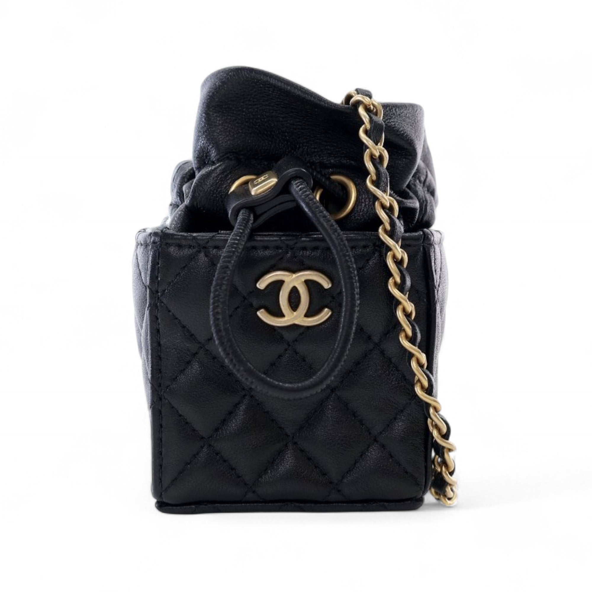 Chanel Mini Quilted Calfskin Drawstring Bucket Bag - image 1