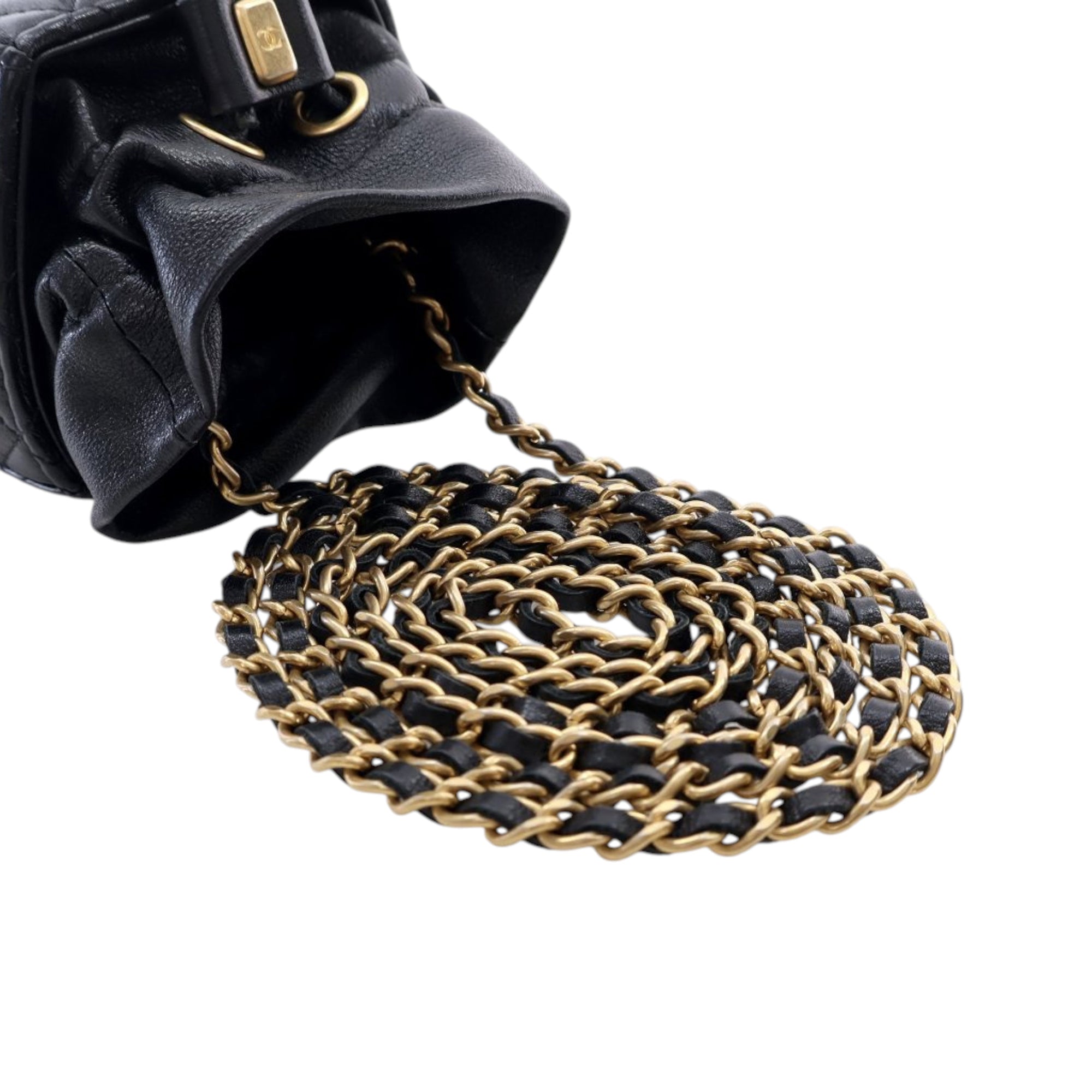 Chanel Mini Quilted Calfskin Drawstring Bucket Bag - image 10
