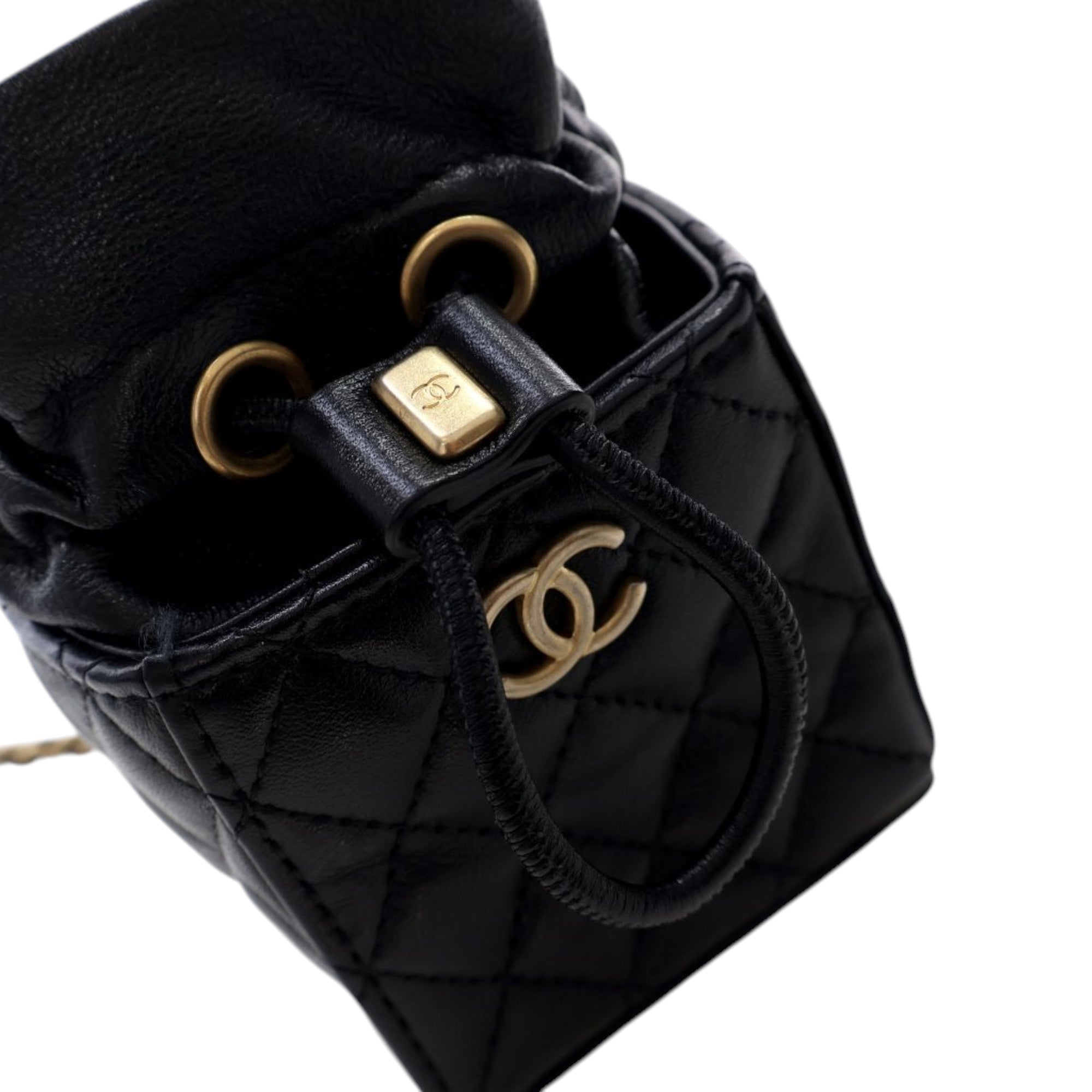 Chanel Mini Quilted Calfskin Drawstring Bucket Bag - image 4