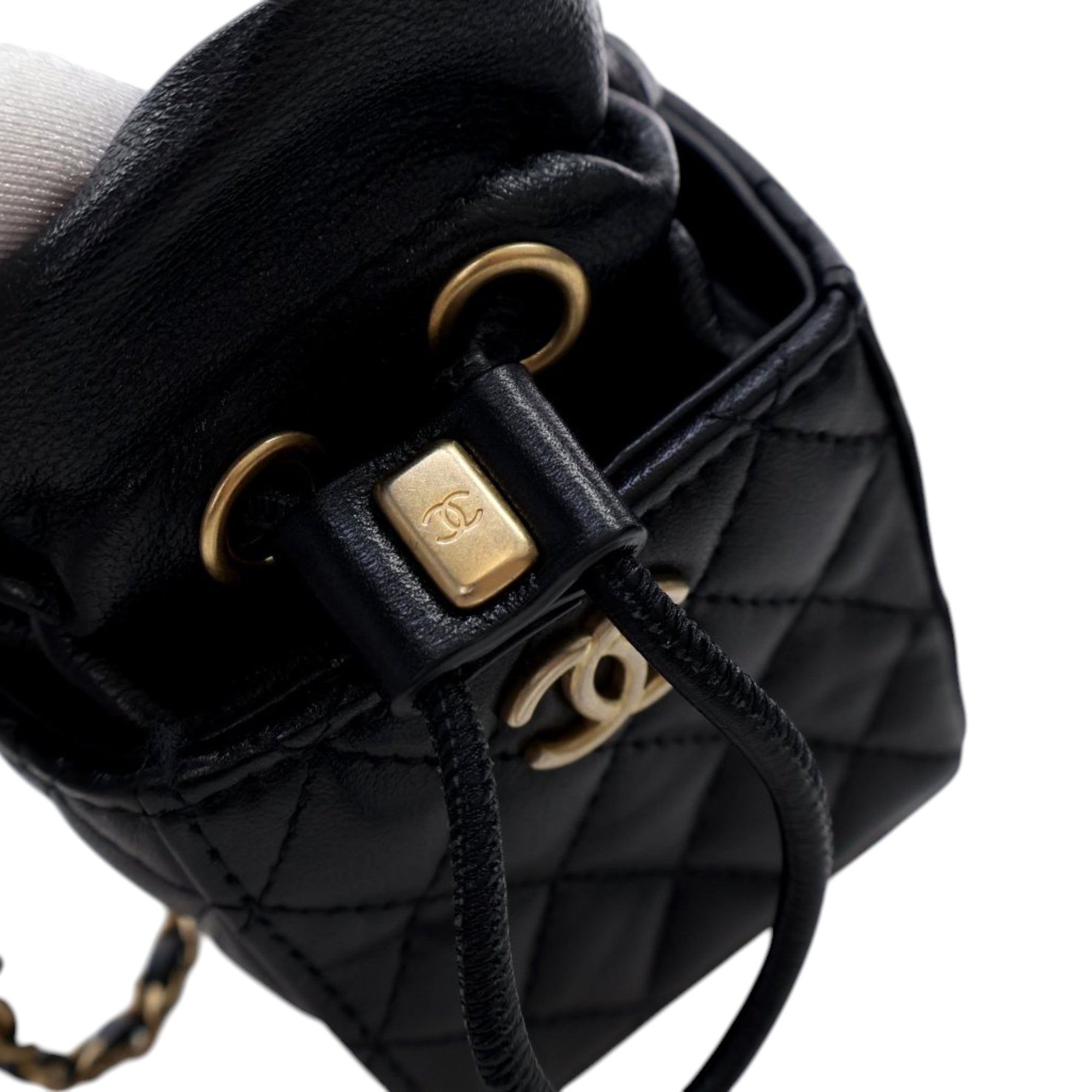 Chanel Mini Quilted Calfskin Drawstring Bucket Bag - image 5