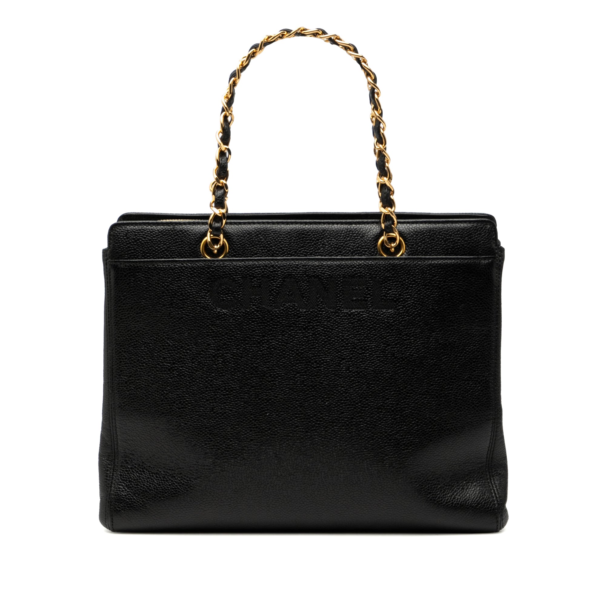 Chanel Caviar Logo Chain Tote - image 1