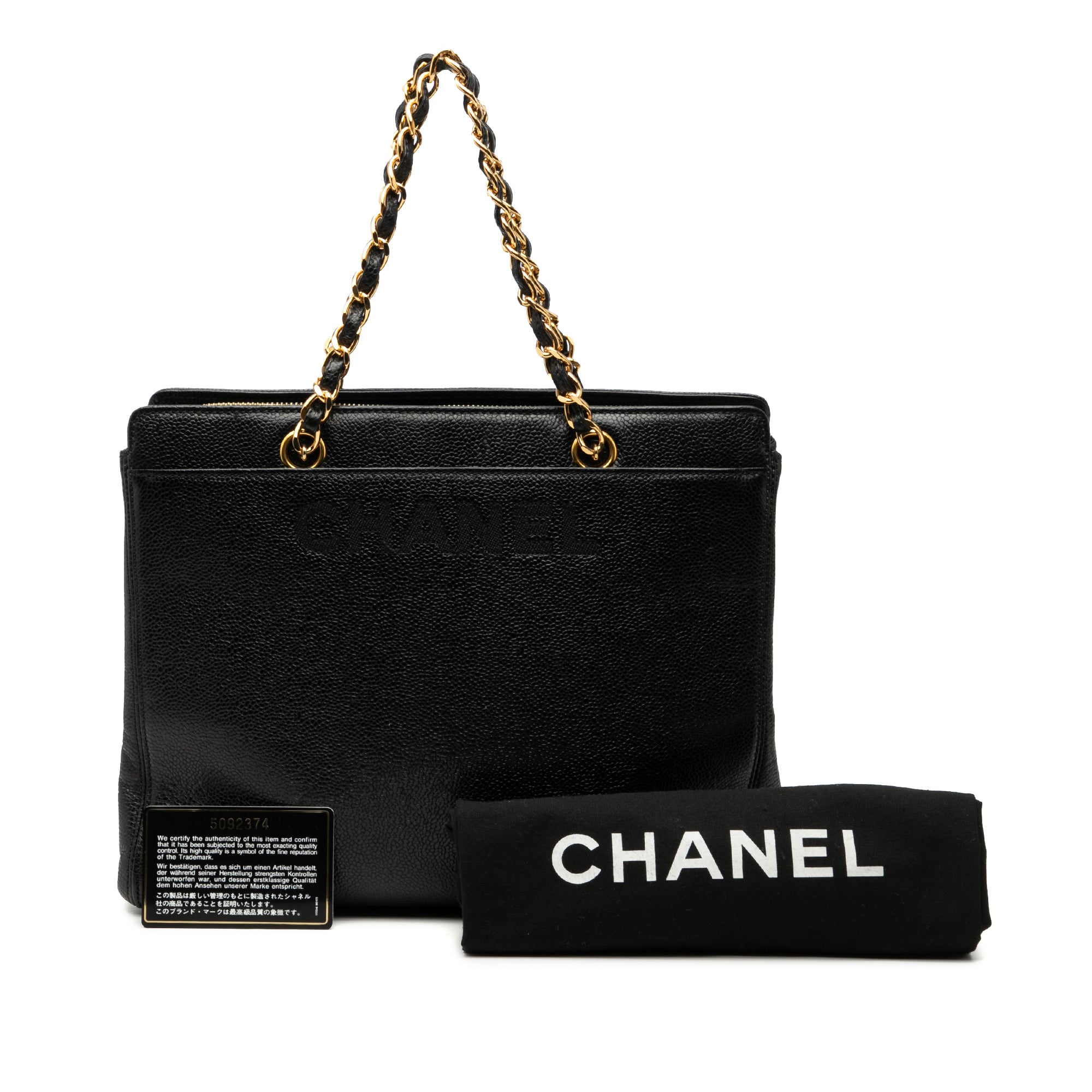 Chanel Caviar Logo Chain Tote - image 8