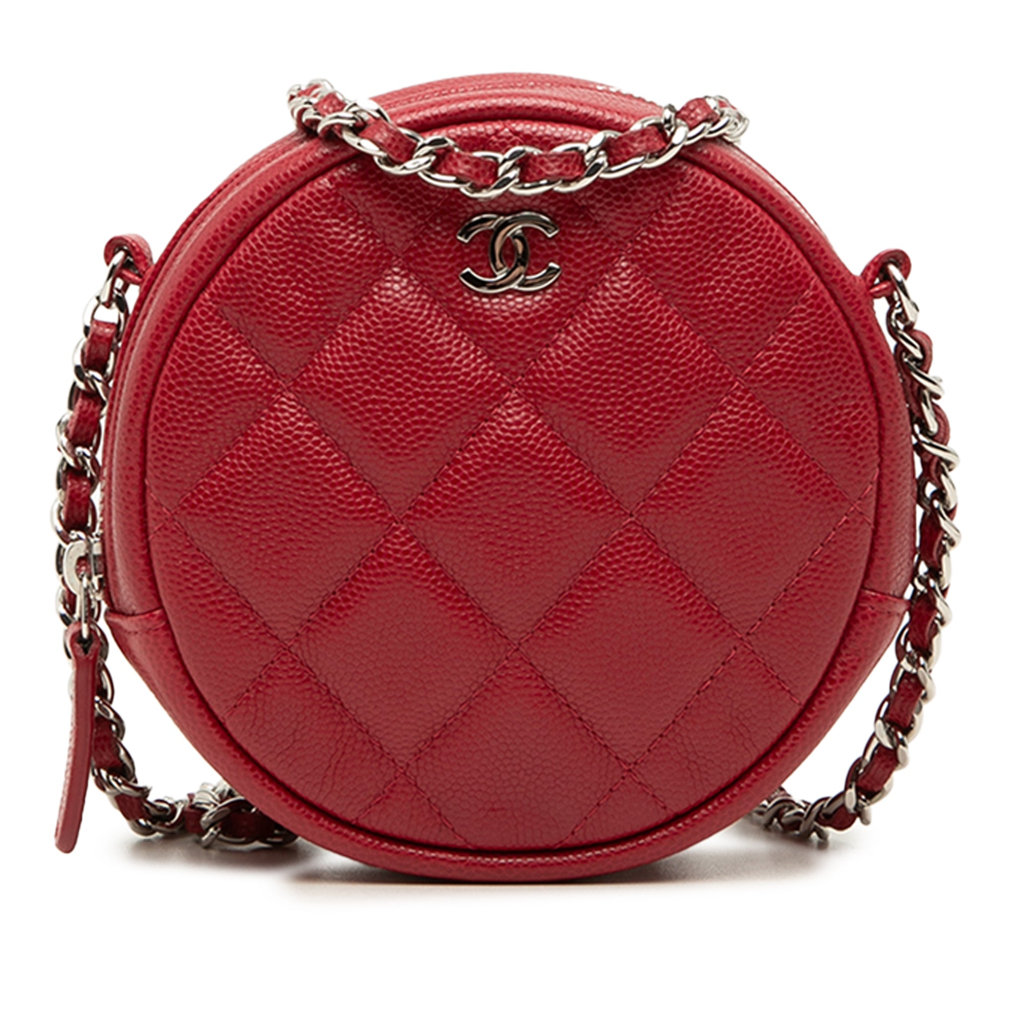 Chanel Quilted Caviar Round Clutch With Chain - image 1