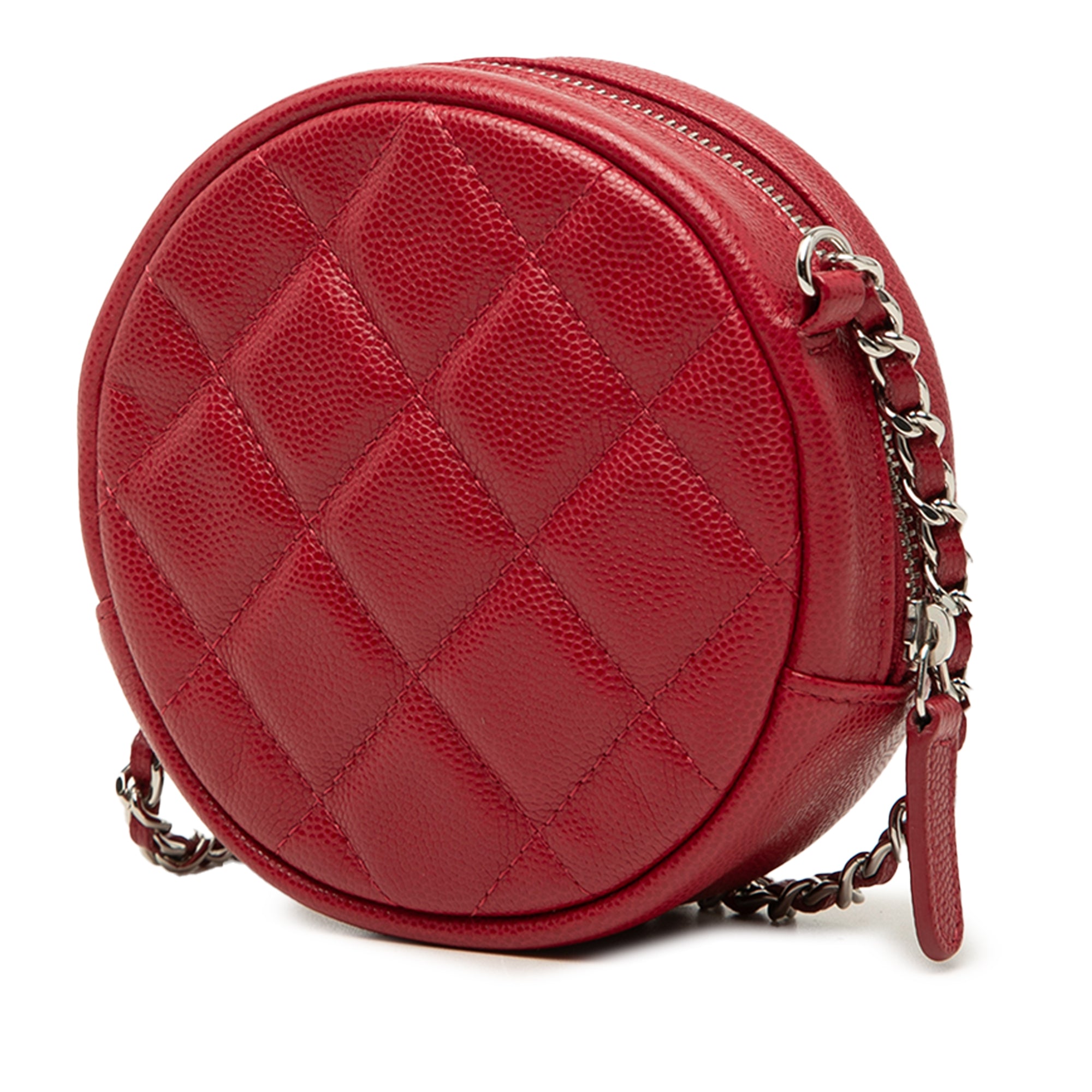 Chanel Quilted Caviar Round Clutch With Chain - image 2
