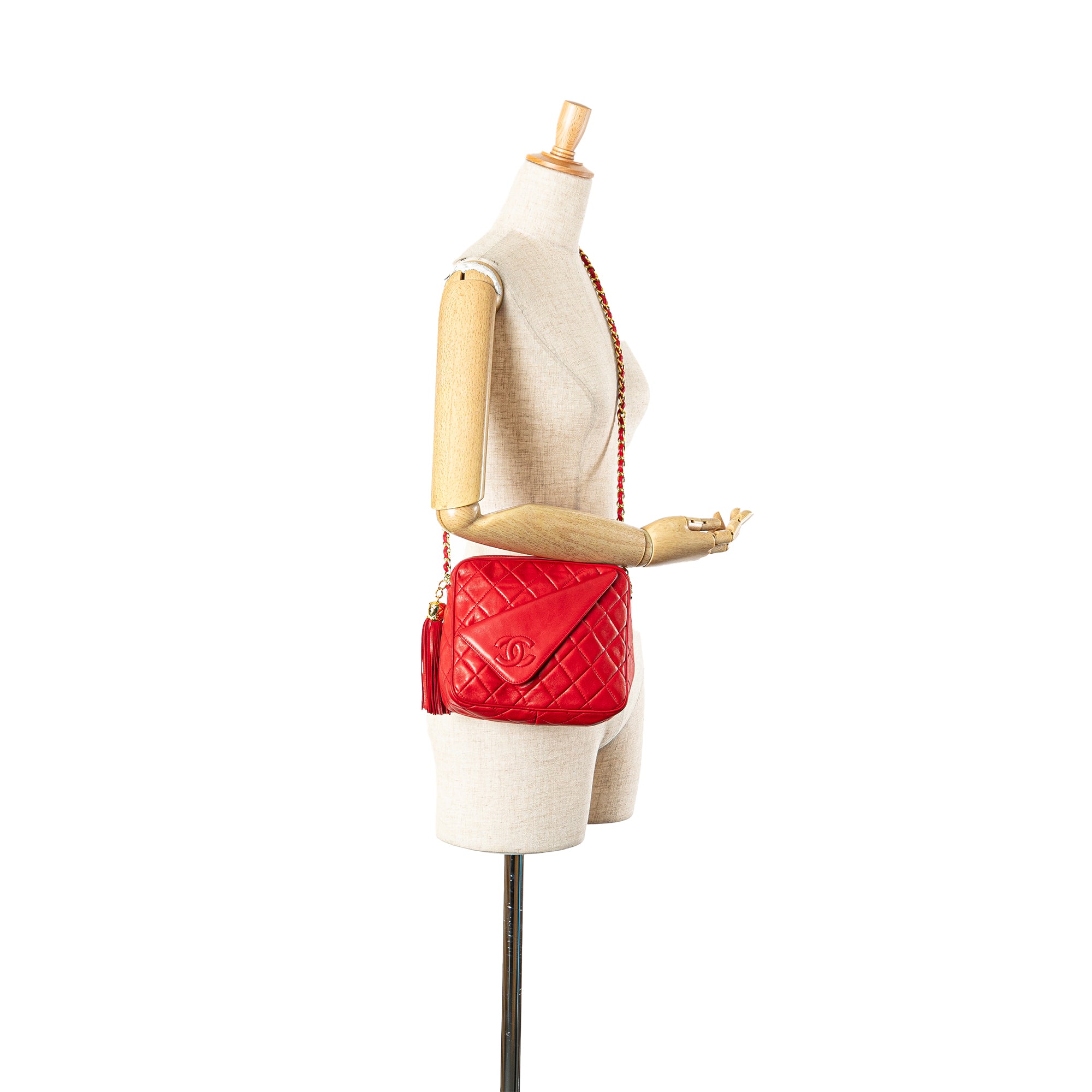 Chanel CC Quilted Lambskin Tassel Camera Bag - image 12