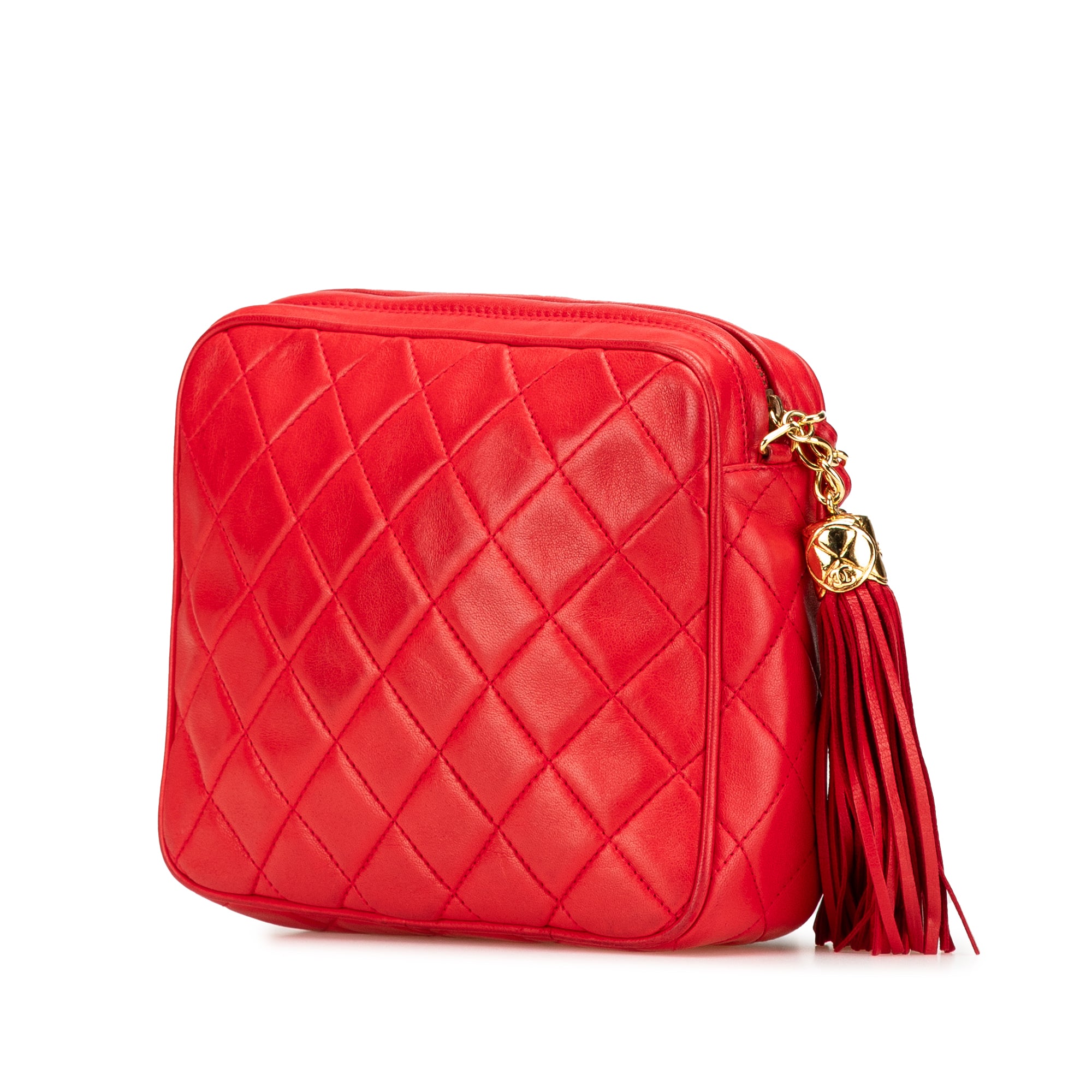 Chanel CC Quilted Lambskin Tassel Camera Bag - image 2